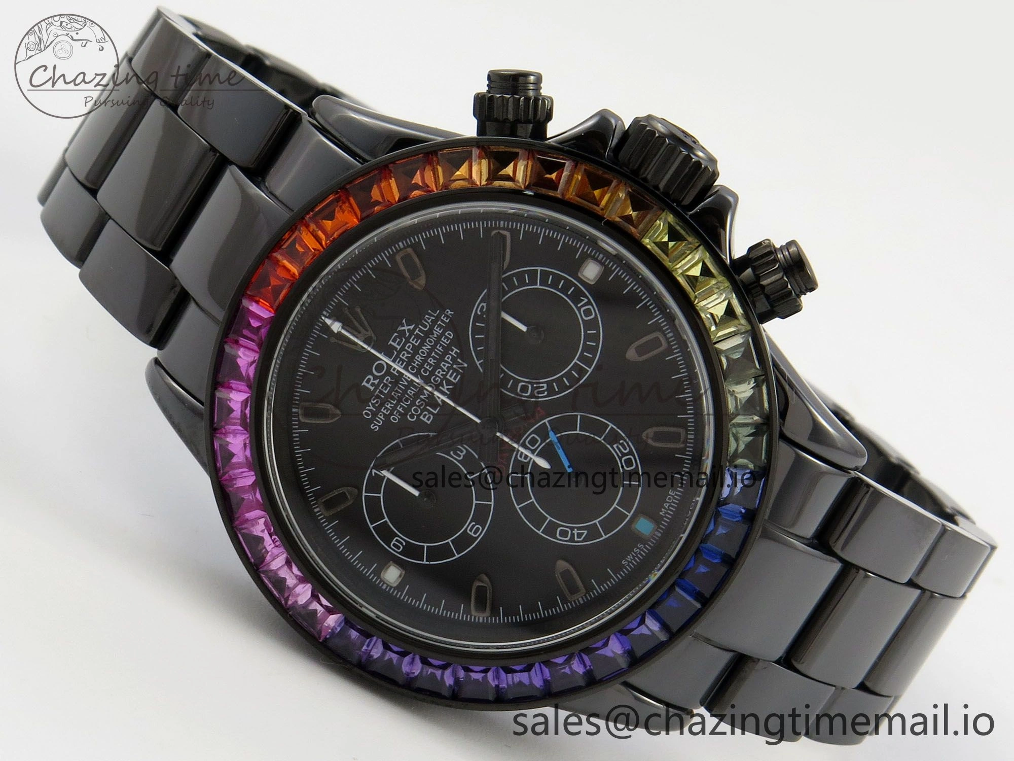 Daytona Black Ceramic Case and Bracelet Black Rainbow Dial Rainbow Bezel SONIC Best Edition SA4130