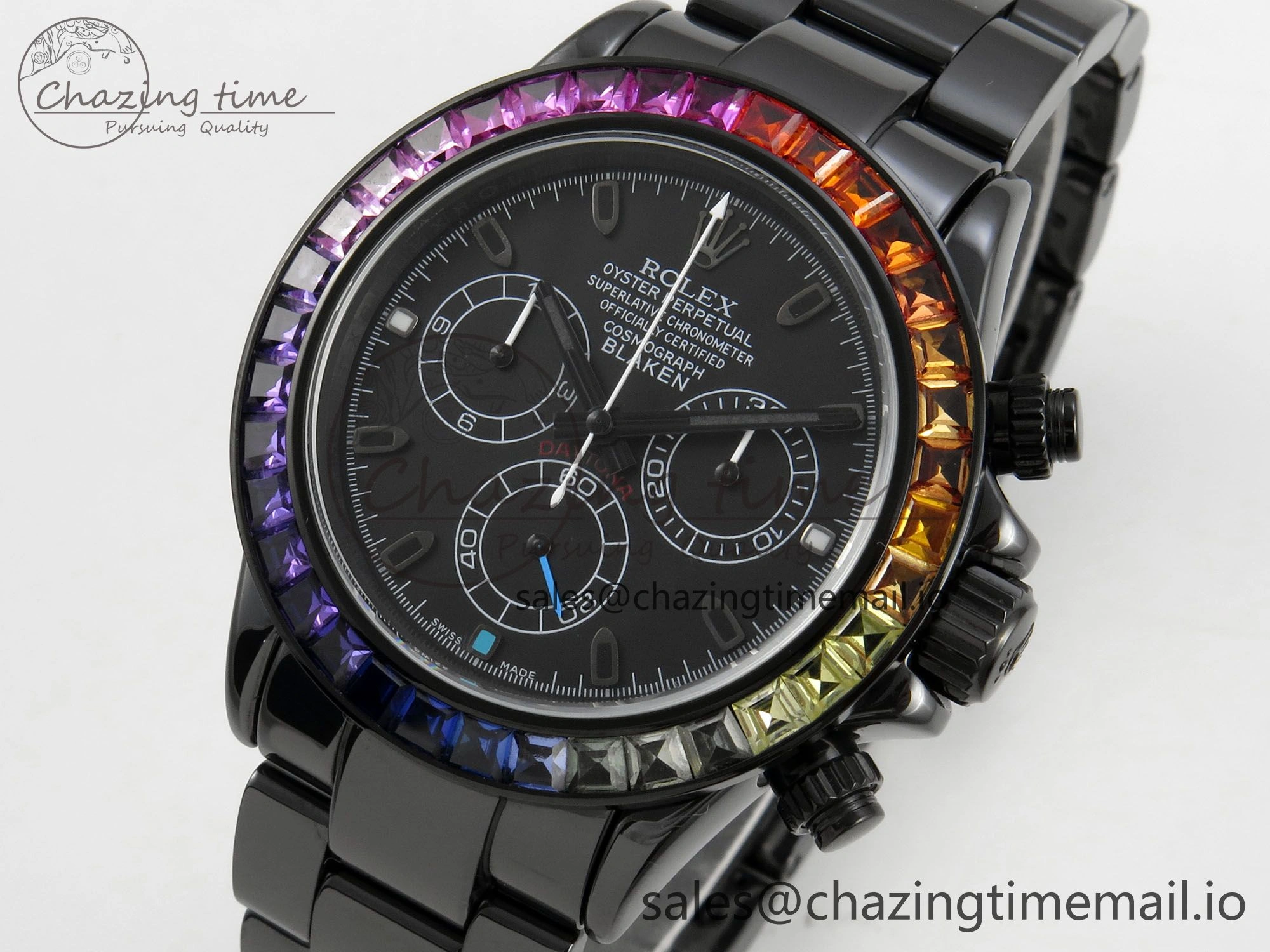 Daytona Black Ceramic Case and Bracelet Black Rainbow Dial Rainbow Bezel SONIC Best Edition SA4130