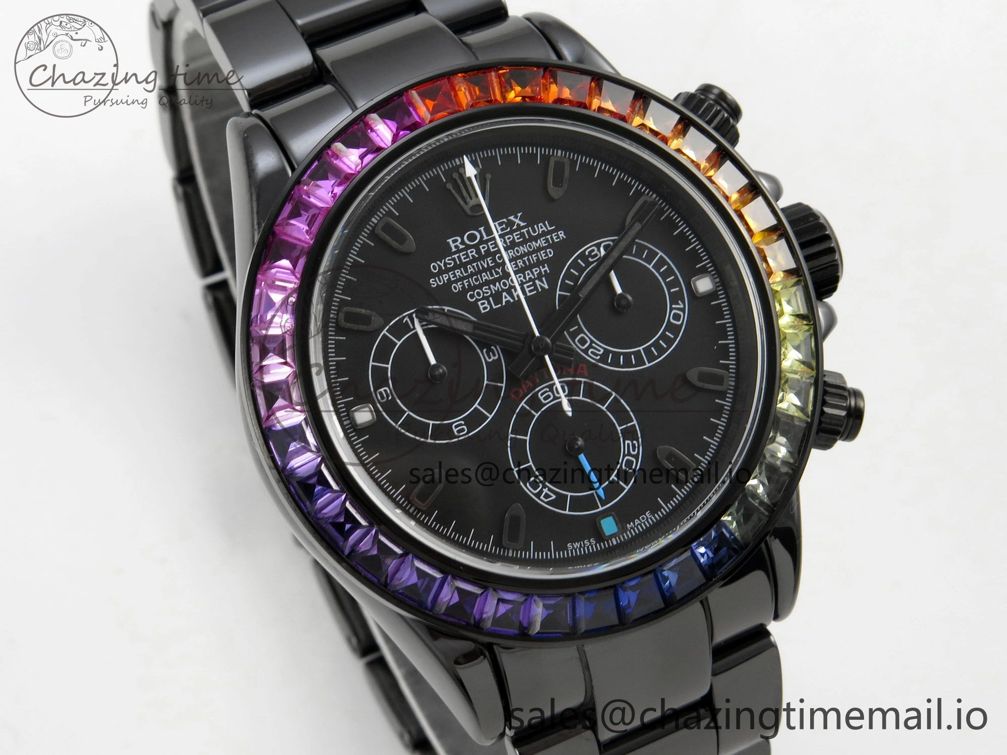 Daytona Black Ceramic Case and Bracelet Black Rainbow Dial Rainbow Bezel SONIC Best Edition SA4130