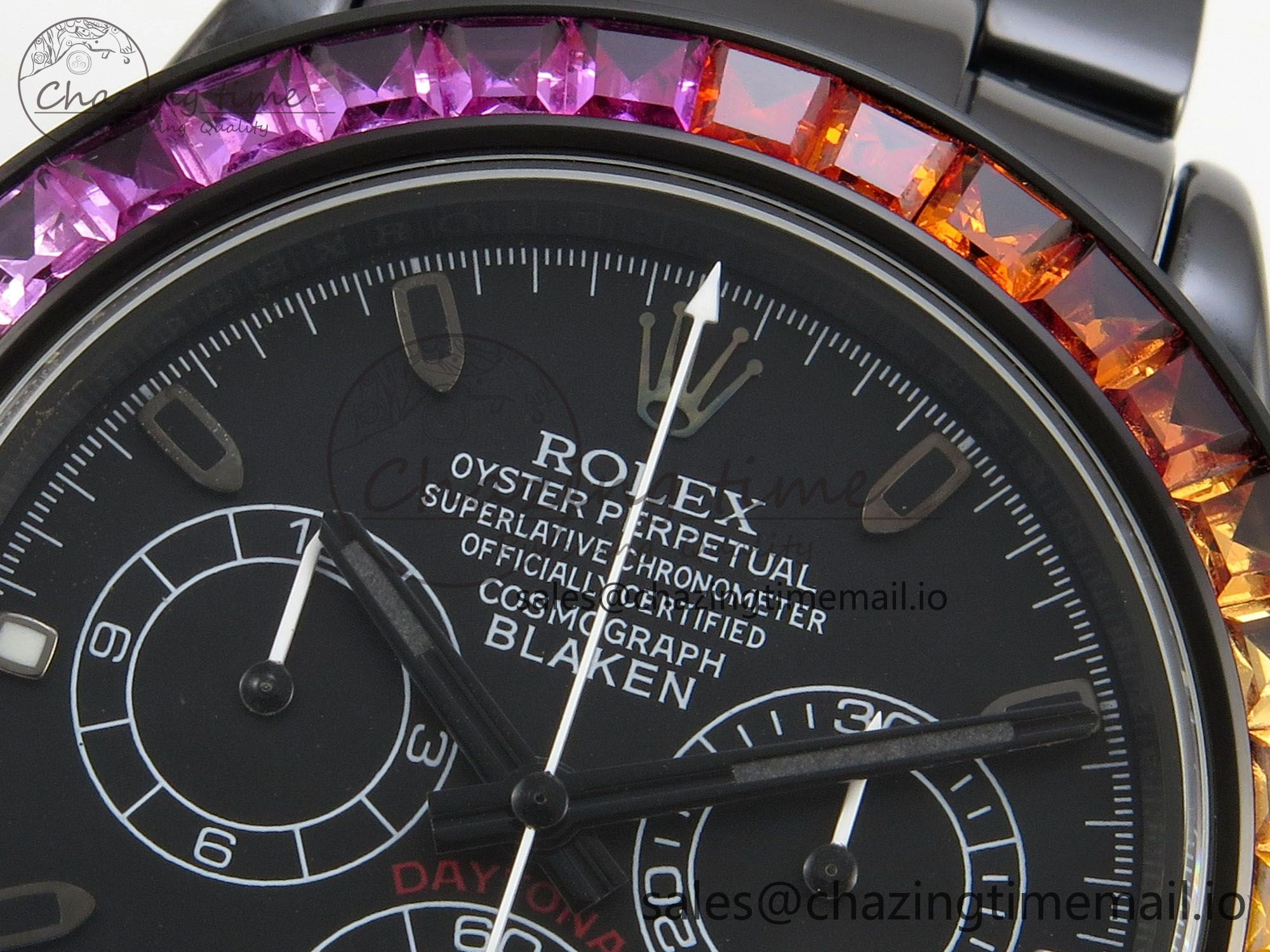 Daytona Black Ceramic Case and Bracelet Black Rainbow Dial Rainbow Bezel SONIC Best Edition SA4130