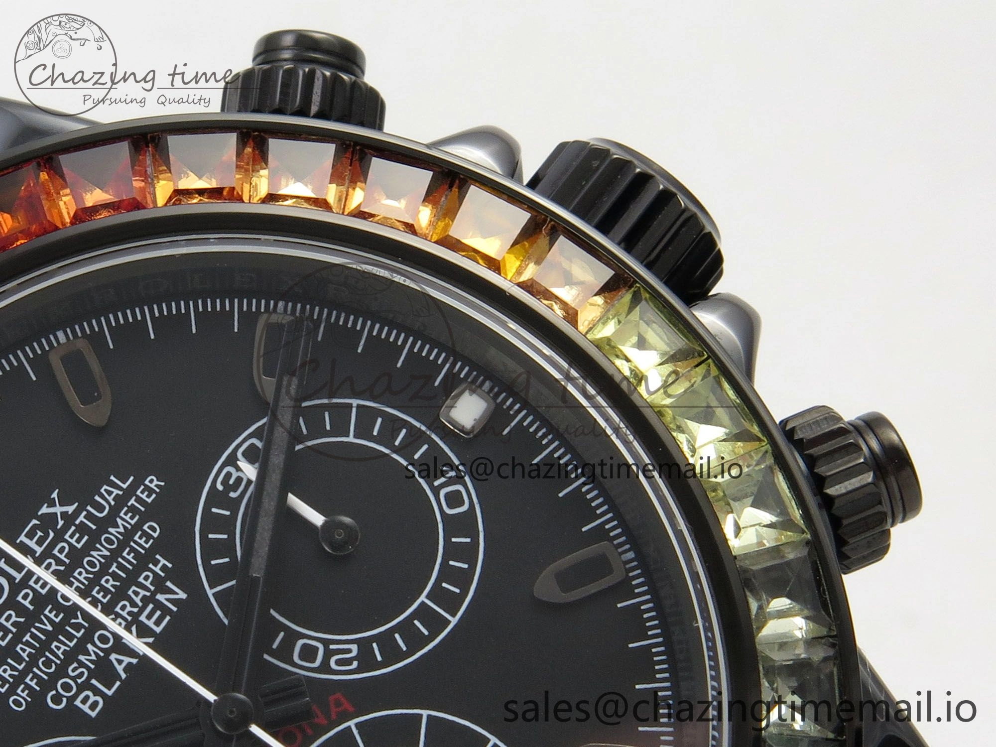 Daytona Black Ceramic Case and Bracelet Black Rainbow Dial Rainbow Bezel SONIC Best Edition SA4130