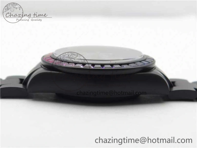 Daytona Blaken Rainbow Crystal Bezel PVD OXF Best Edition Black Dial on PVD Bracelet A7750