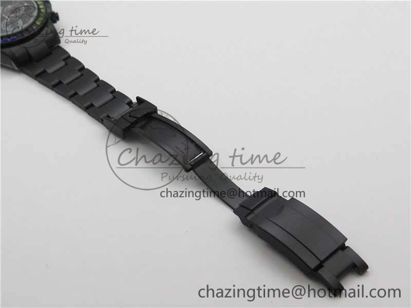 Daytona Blaken Rainbow Crystal Bezel PVD OXF Best Edition Black Dial on PVD Bracelet A7750