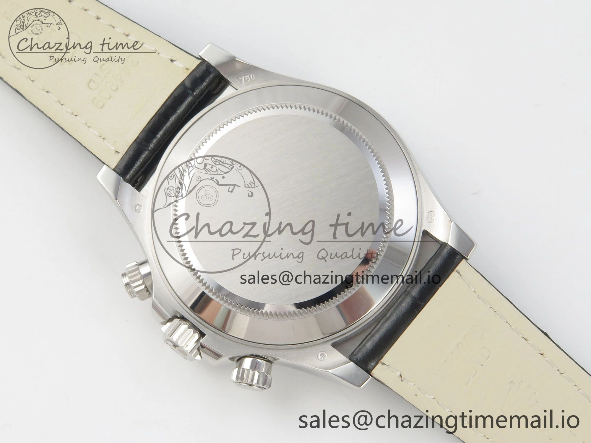 Daytona Cosmograph Light Crystals Bezel SS MPF Best White MOP Dial On Black Leather Strap A4801