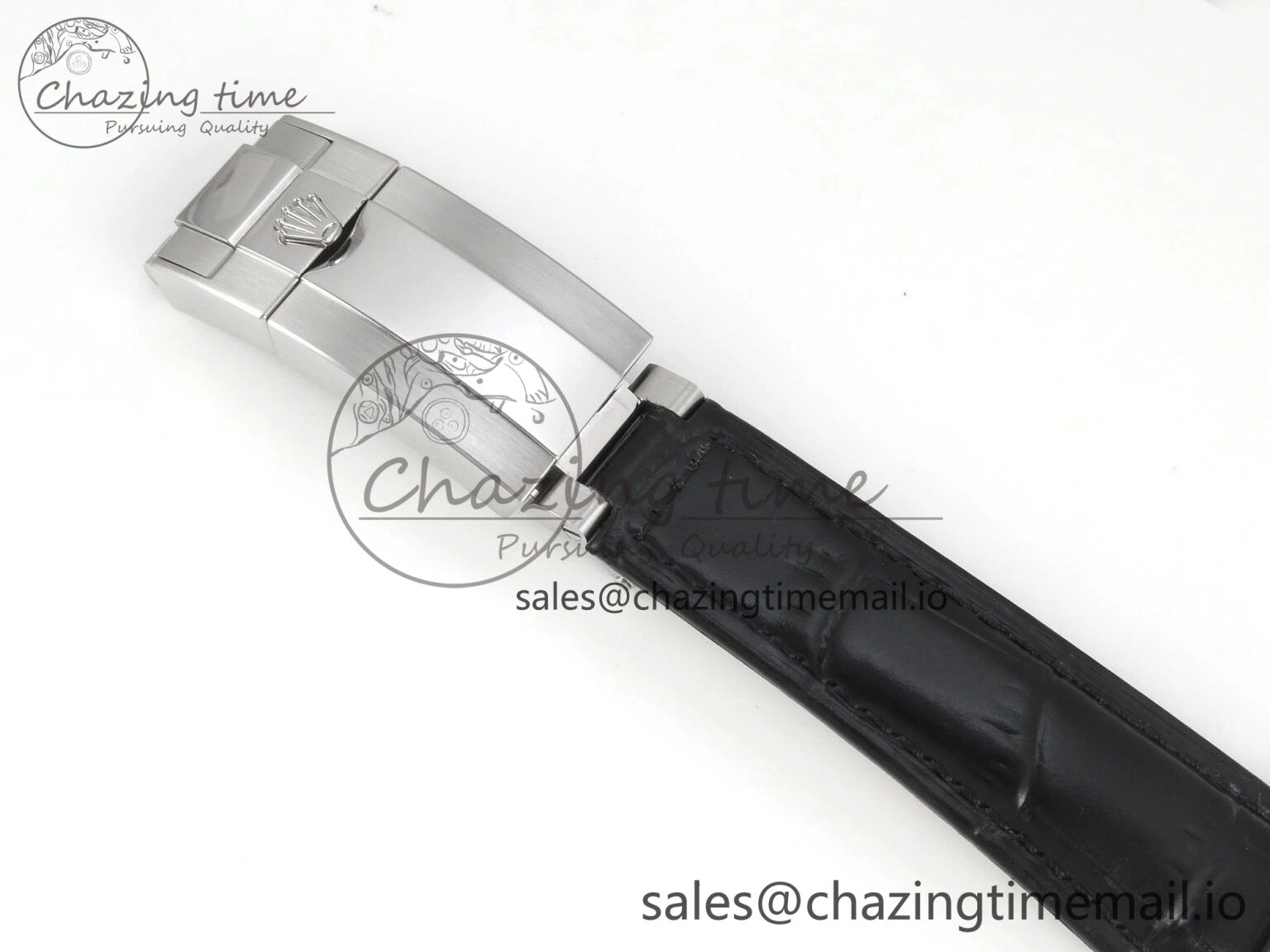 Daytona Cosmograph Light Crystals Bezel SS MPF Best White MOP Dial On Black Leather Strap A4801