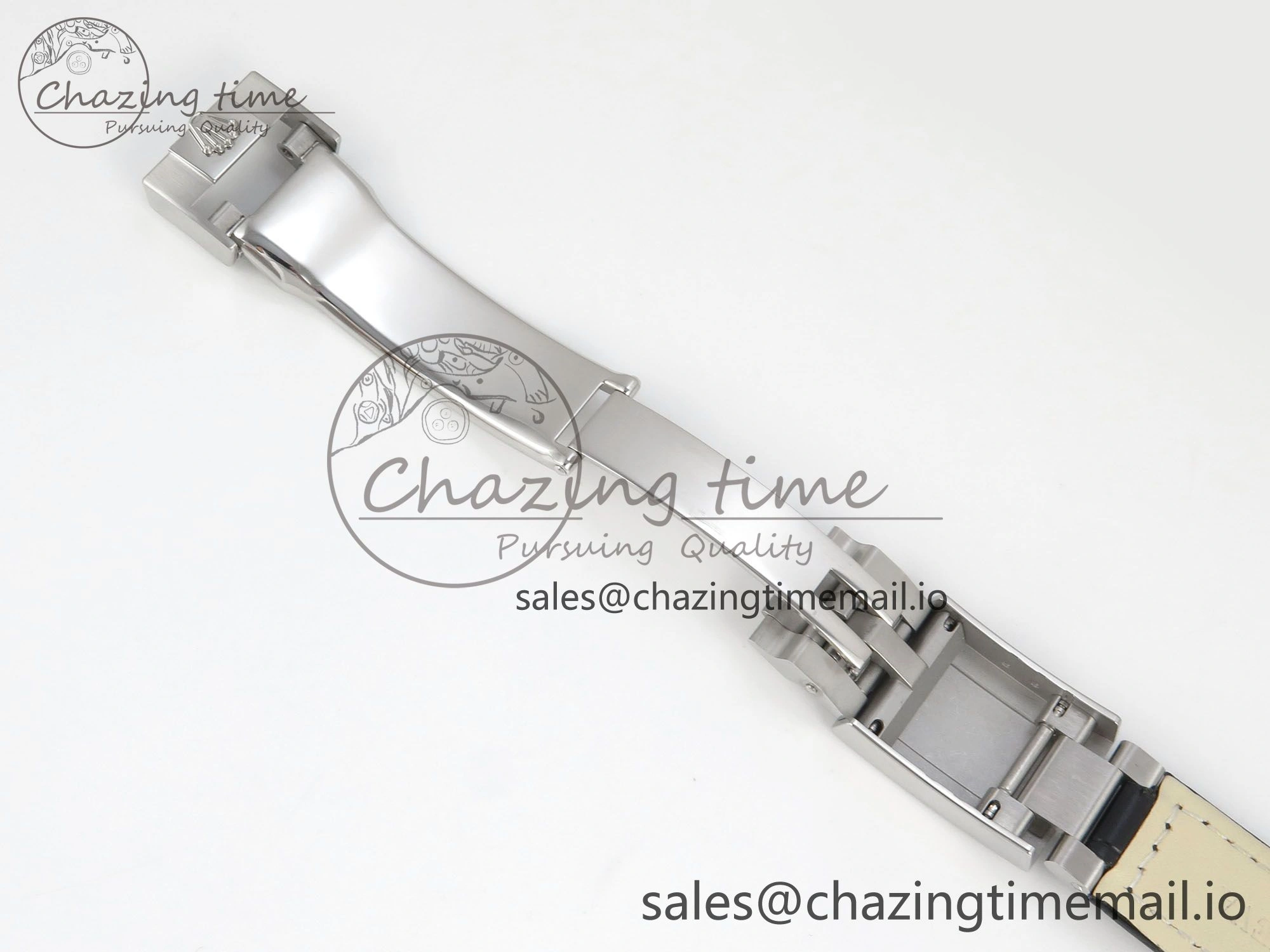 Daytona Cosmograph Light Crystals Bezel SS MPF Best White MOP Dial On Black Leather Strap A4801
