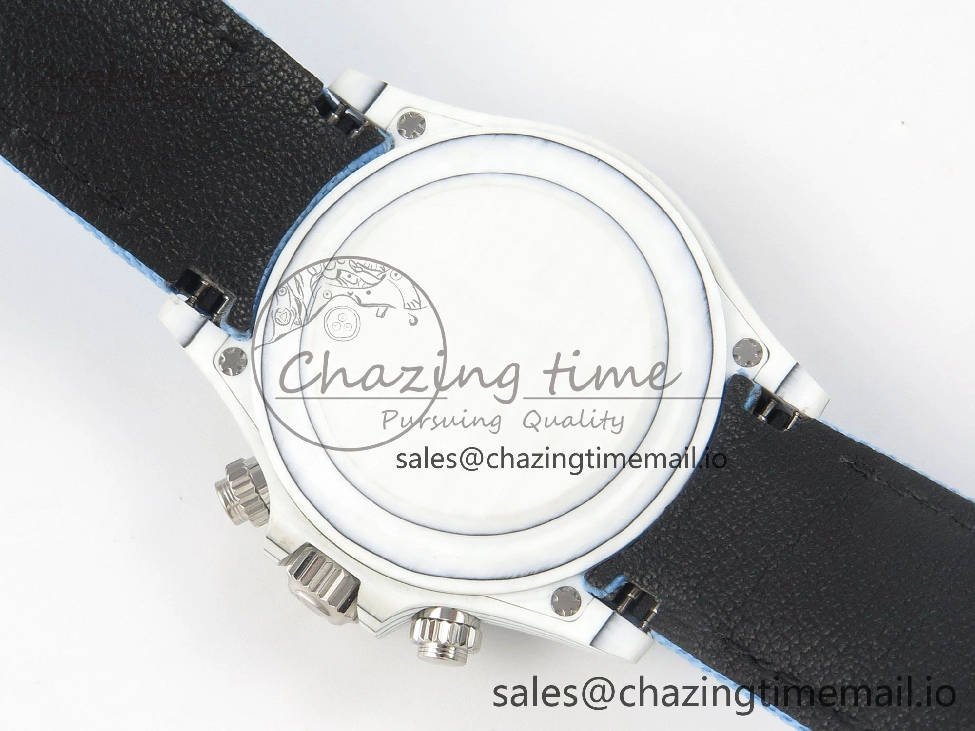 Daytona Cosmograph White Carbon Blue Crystals Bezel MPF Best Blue Skeleton Dial on Blue Nylon Strap A4801