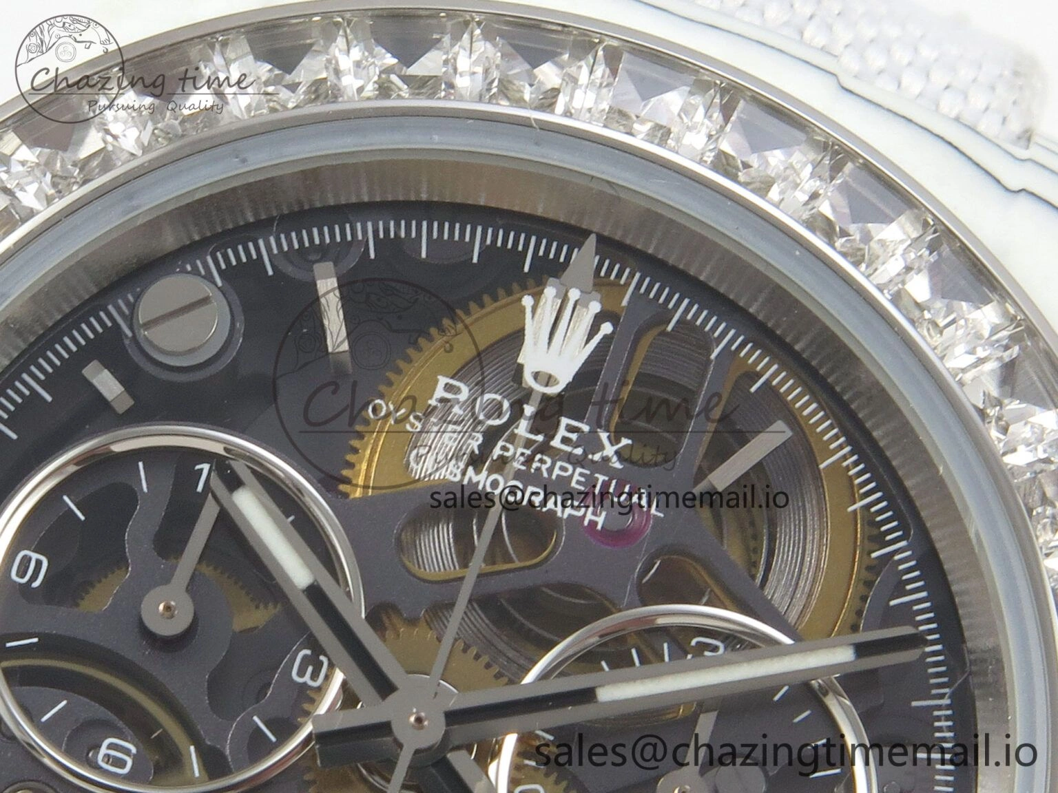 Daytona Cosmograph White Carbon MPF Best Blaken Skeleton Dial on White Nylon Strap A4801