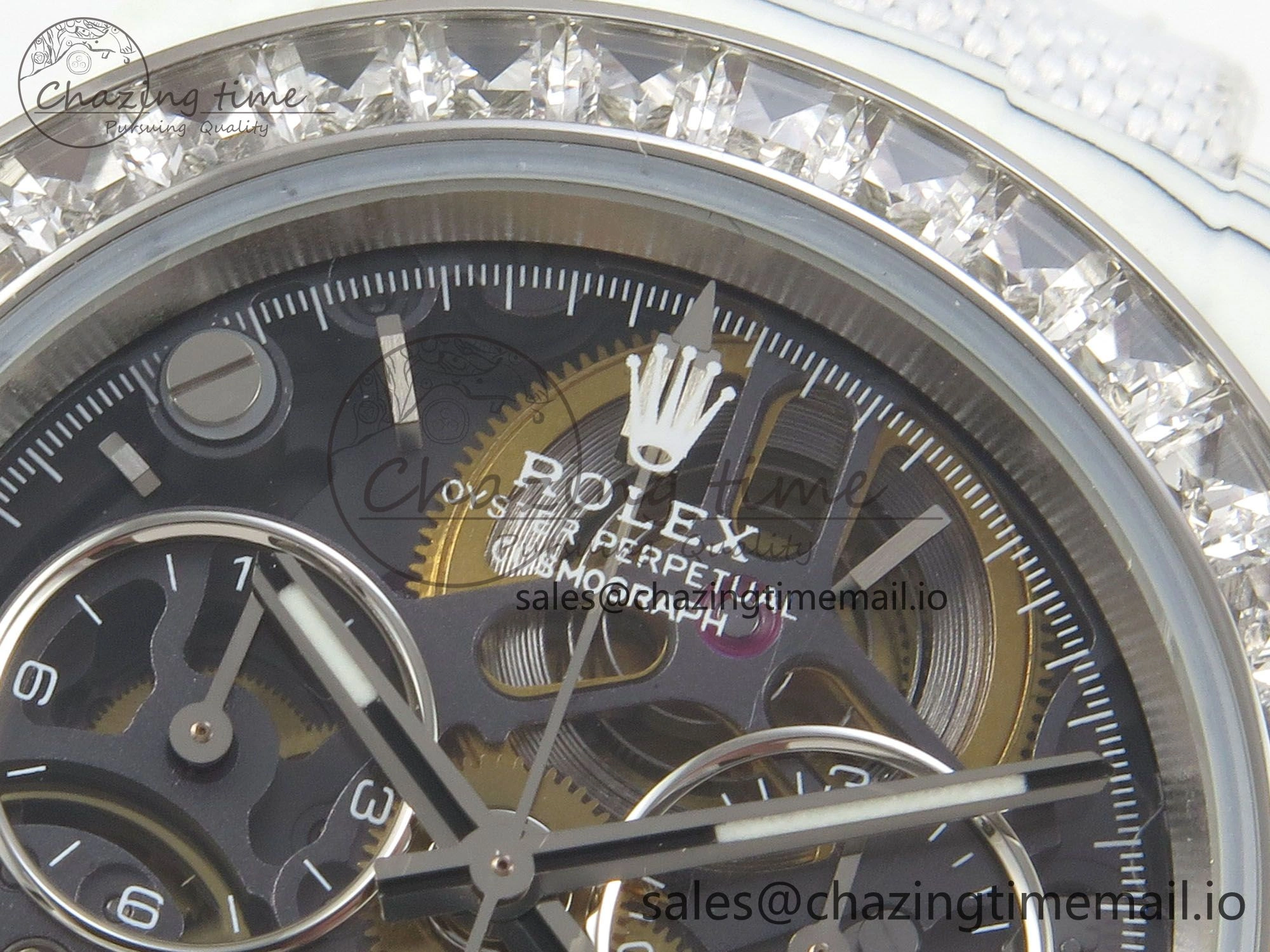 Daytona Cosmograph White Carbon MPF Best Blaken Skeleton Dial on White Nylon Strap A4801