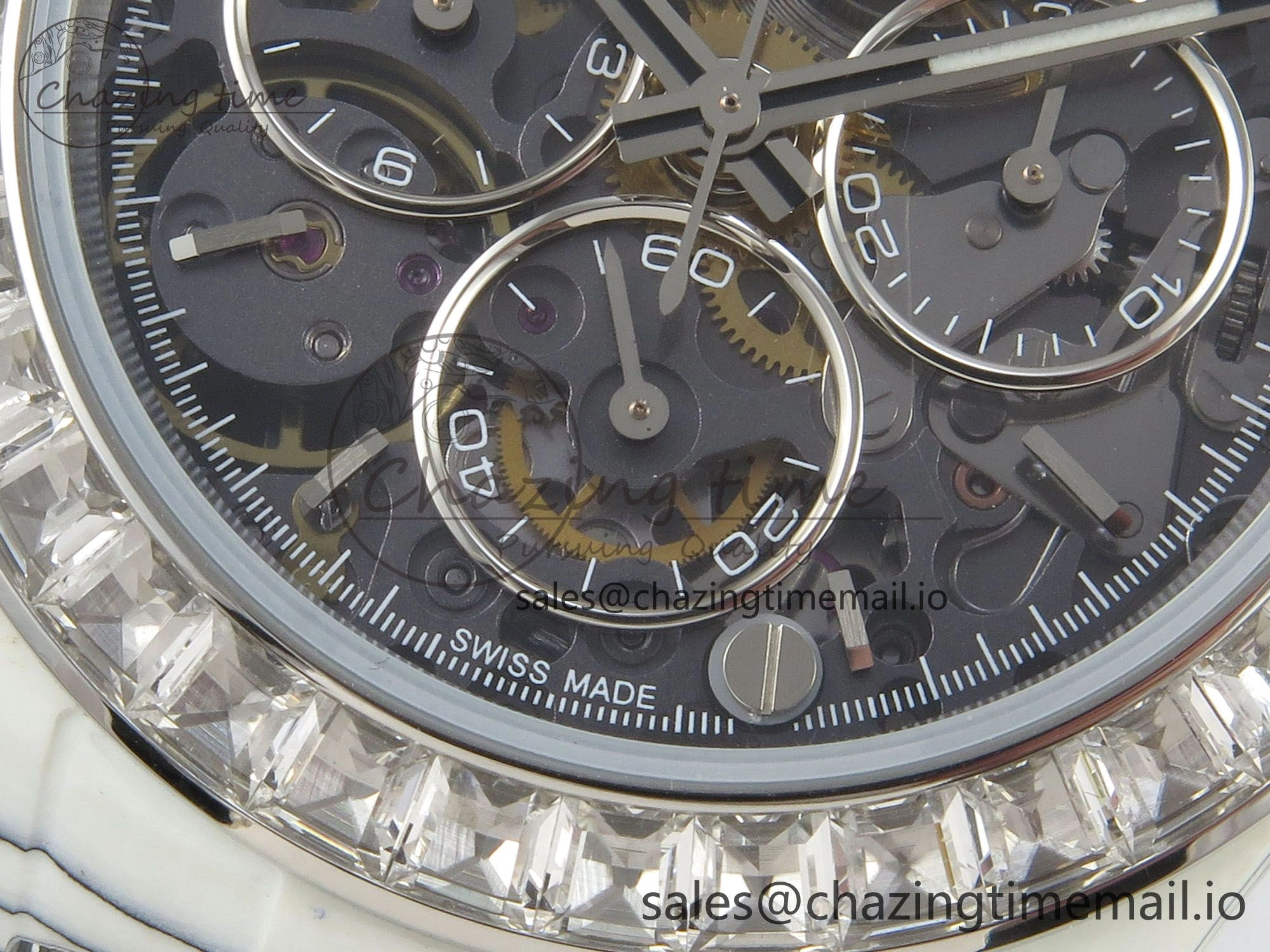 Daytona Cosmograph White Carbon MPF Best Blaken Skeleton Dial on White Nylon Strap A4801