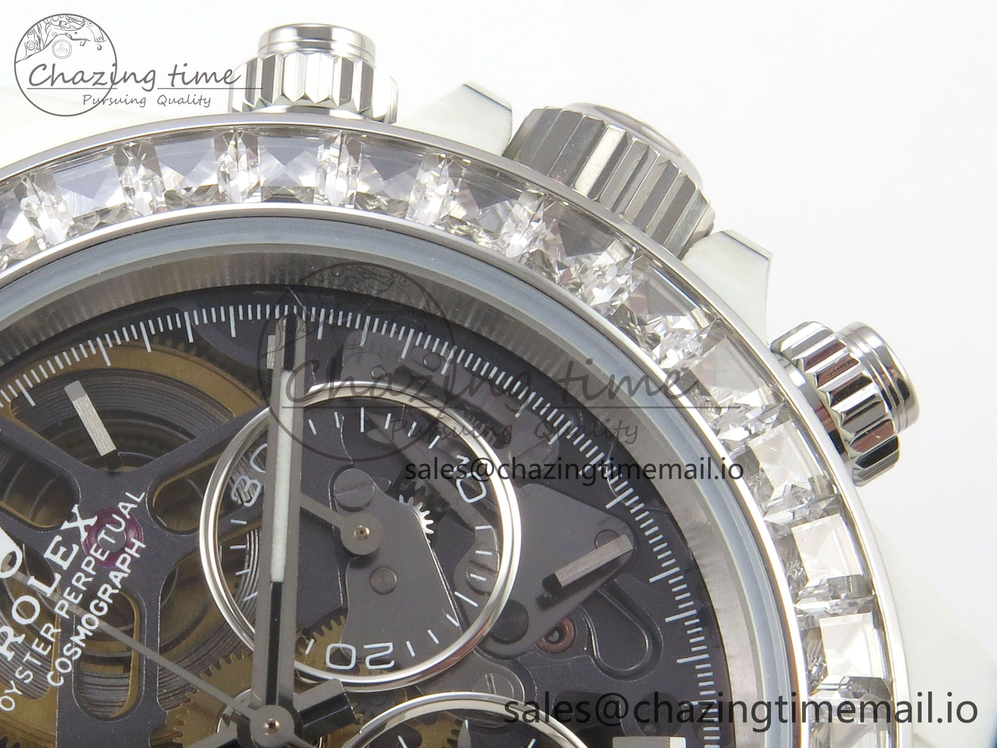 Daytona Cosmograph White Carbon MPF Best Blaken Skeleton Dial on White Nylon Strap A4801