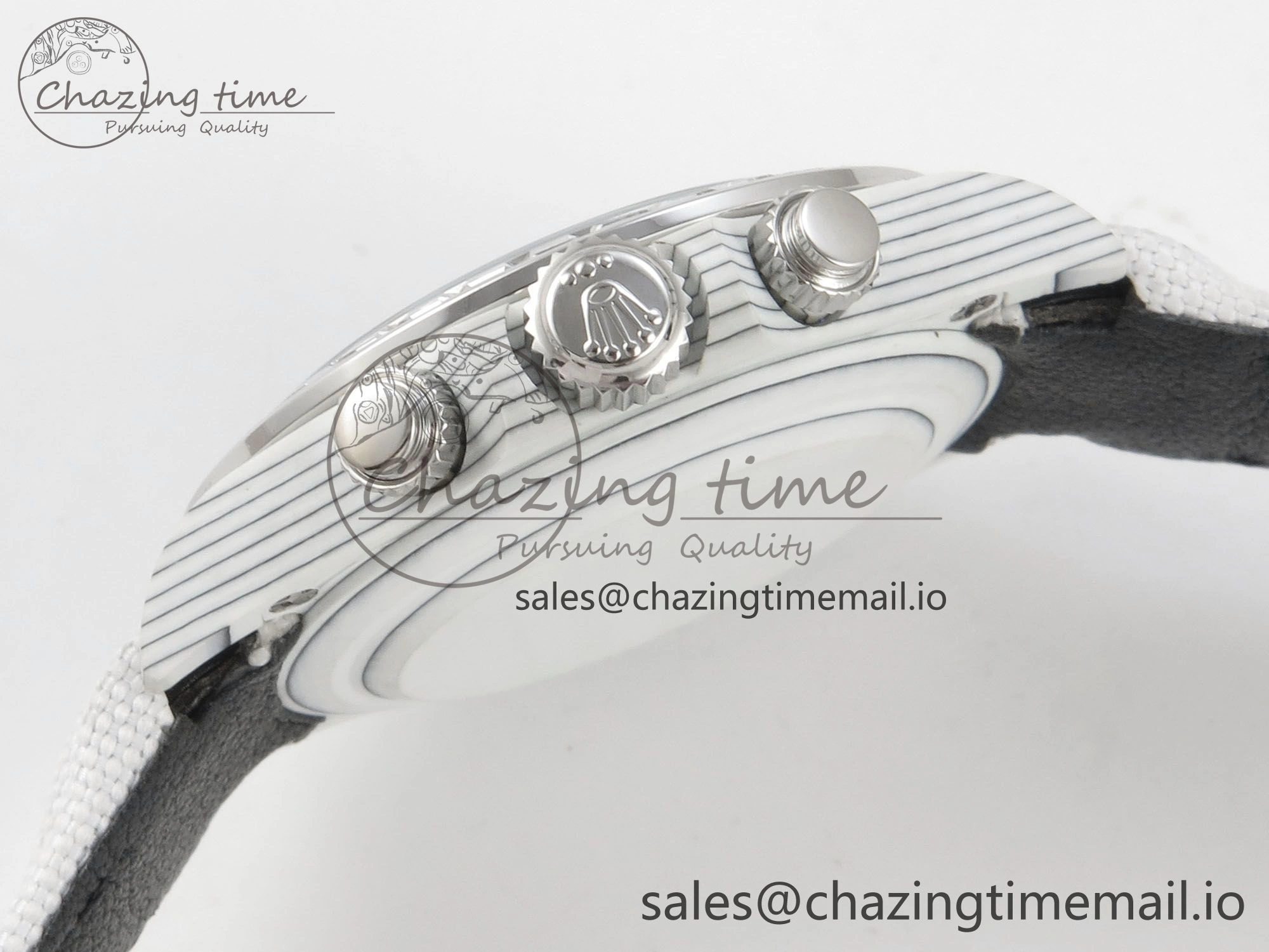 Daytona Cosmograph White Carbon MPF Best Blaken Skeleton Dial on White Nylon Strap A4801