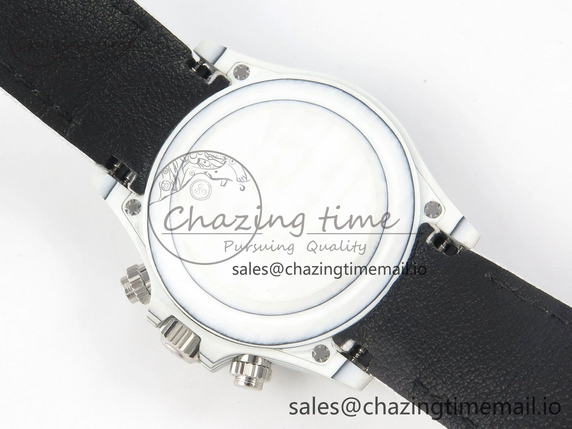 Daytona Cosmograph White Carbon MPF Best Blaken Skeleton Dial on White Nylon Strap A4801