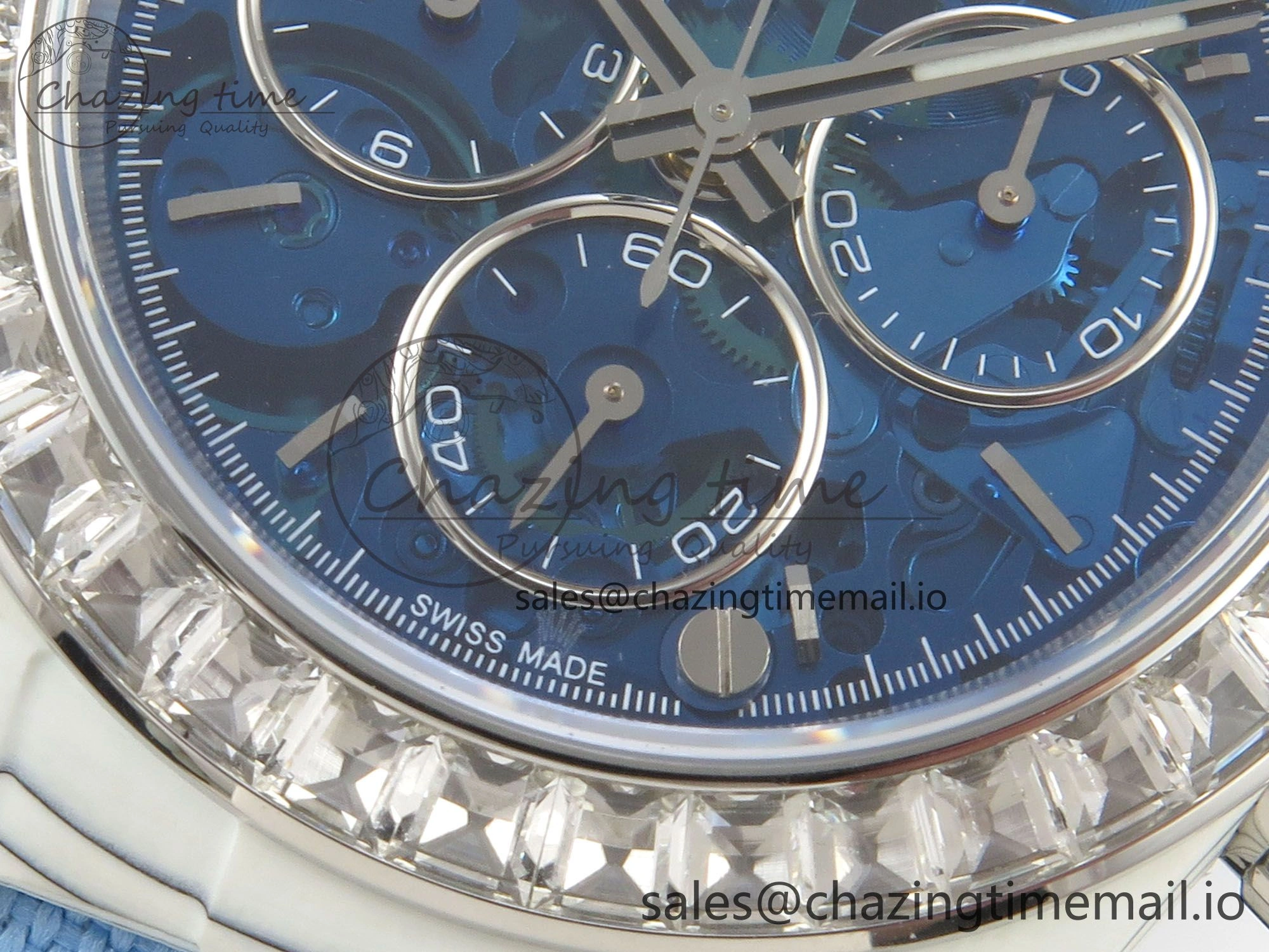 Daytona Cosmograph White Carbon MPF Best Blue Skeleton Dial on Blue Nylon Strap A4801