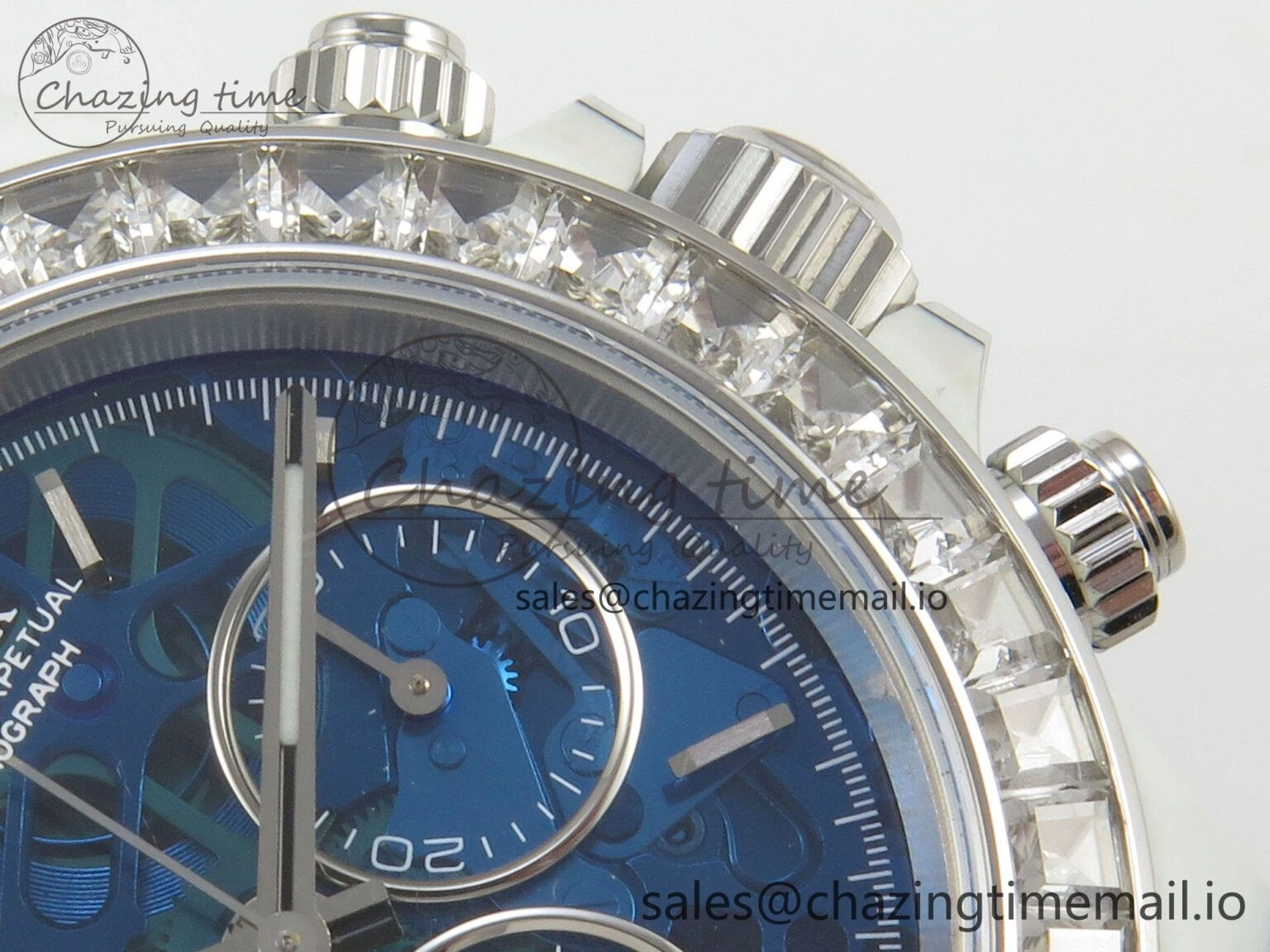 Daytona Cosmograph White Carbon MPF Best Blue Skeleton Dial on Blue Nylon Strap A4801