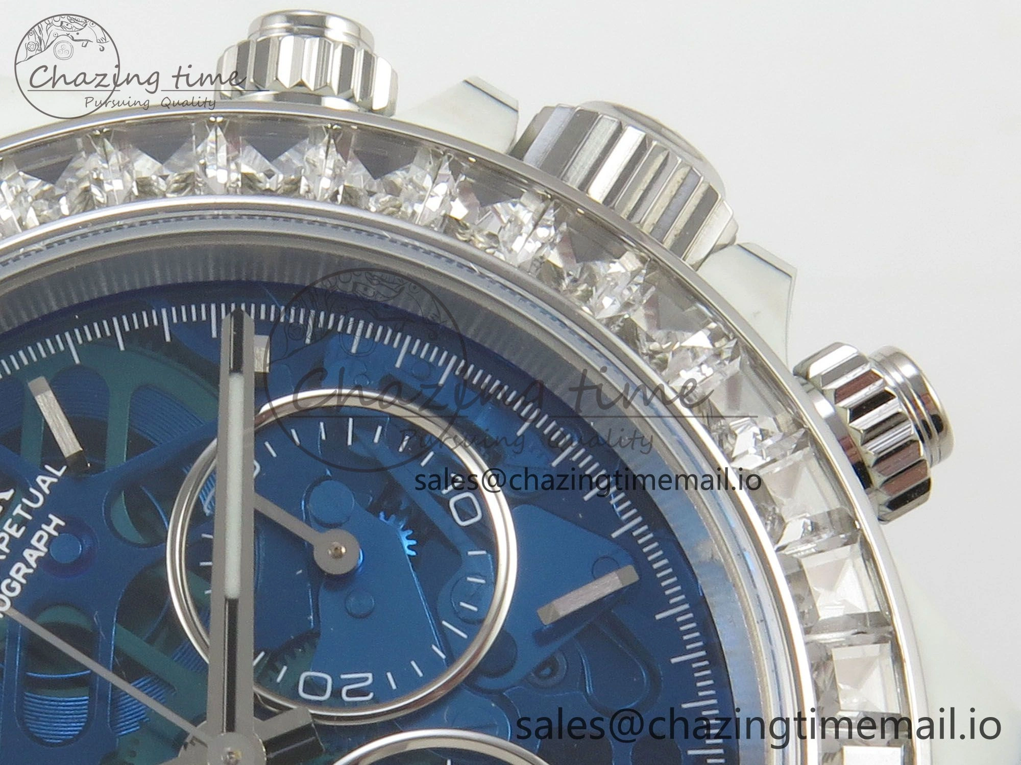 Daytona Cosmograph White Carbon MPF Best Blue Skeleton Dial on Blue Nylon Strap A4801