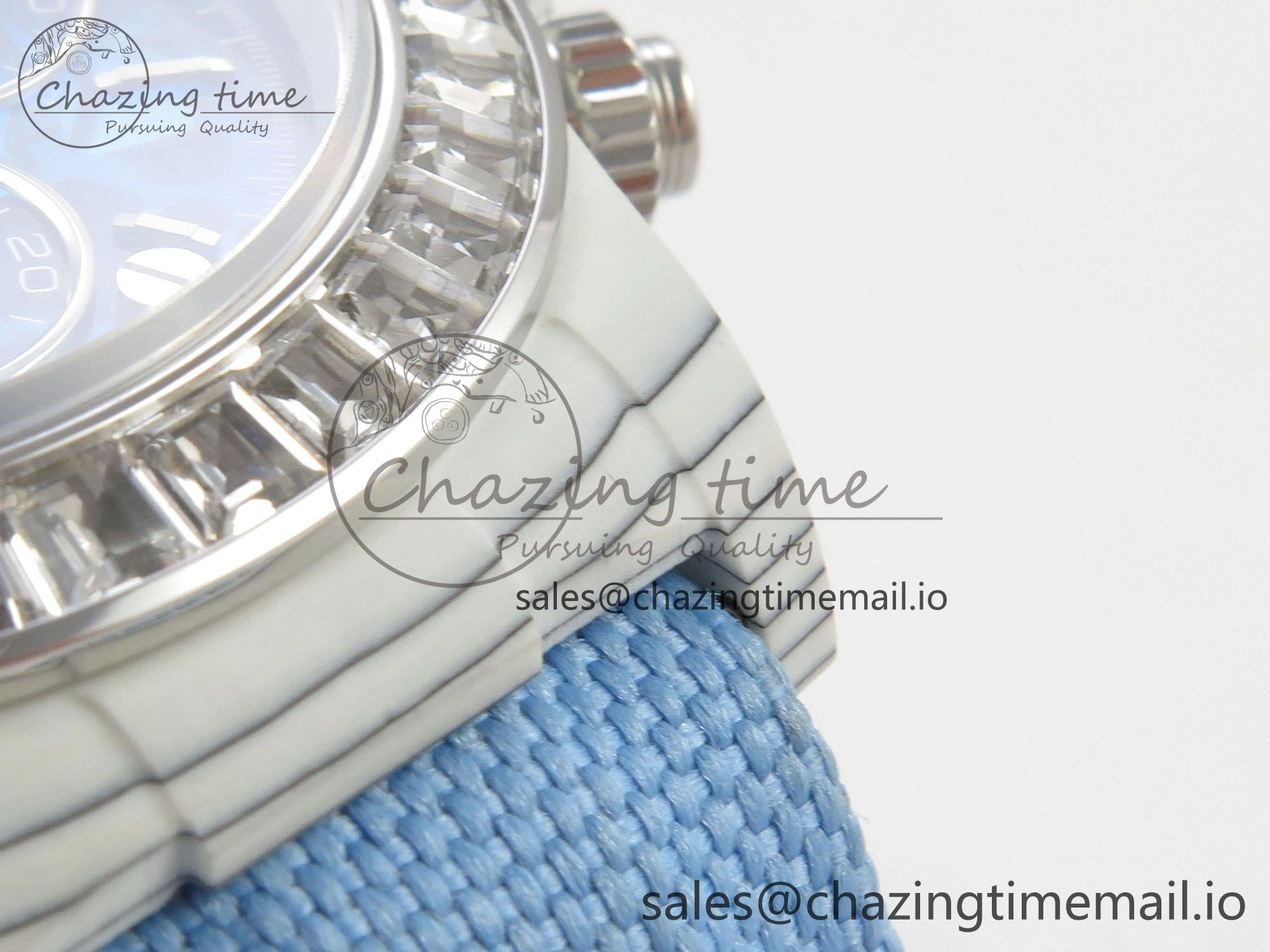 Daytona Cosmograph White Carbon MPF Best Blue Skeleton Dial on Blue Nylon Strap A4801