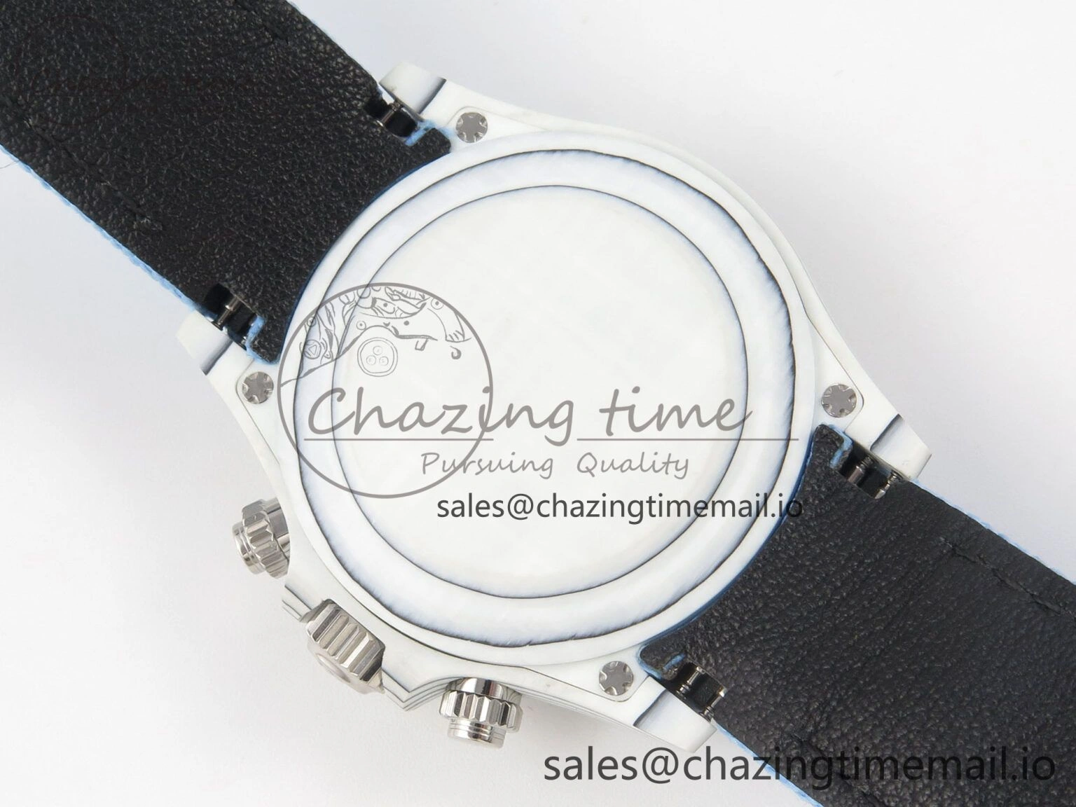 Daytona Cosmograph White Carbon MPF Best Blue Skeleton Dial on Blue Nylon Strap A4801