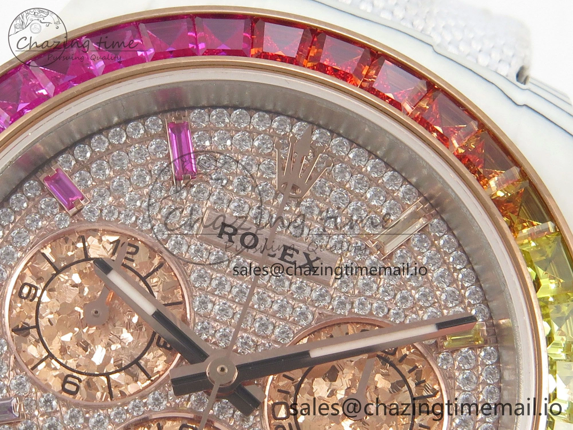 Daytona Cosmograph White Carbon MPF Best Edition Full Diamond Dial White Nylon Strap A4801