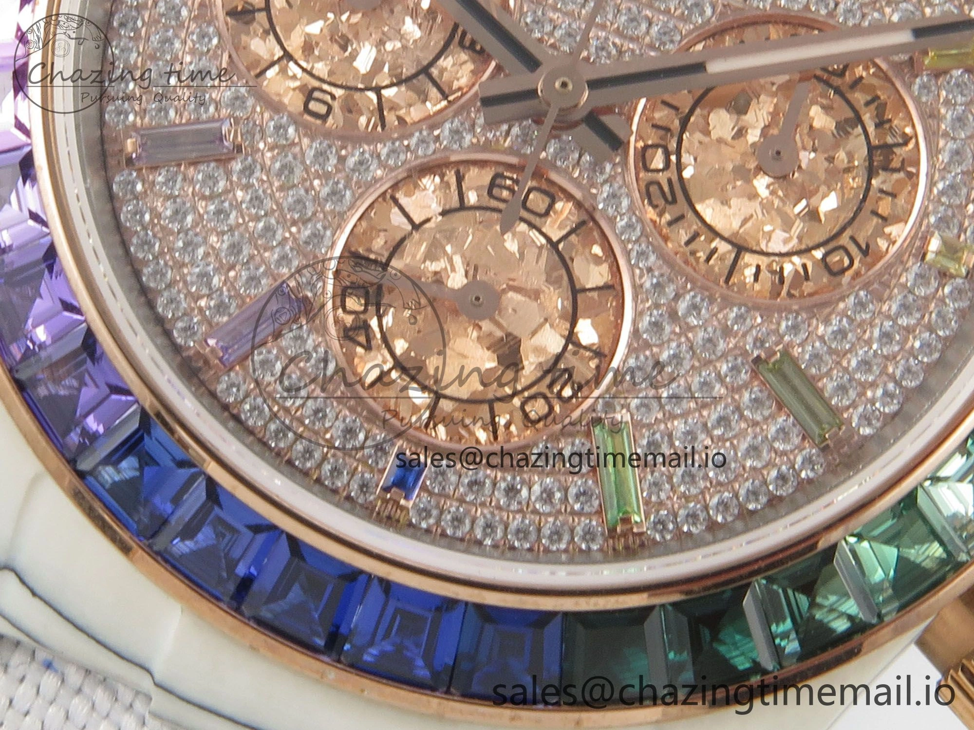 Daytona Cosmograph White Carbon MPF Best Edition Full Diamond Dial White Nylon Strap A4801