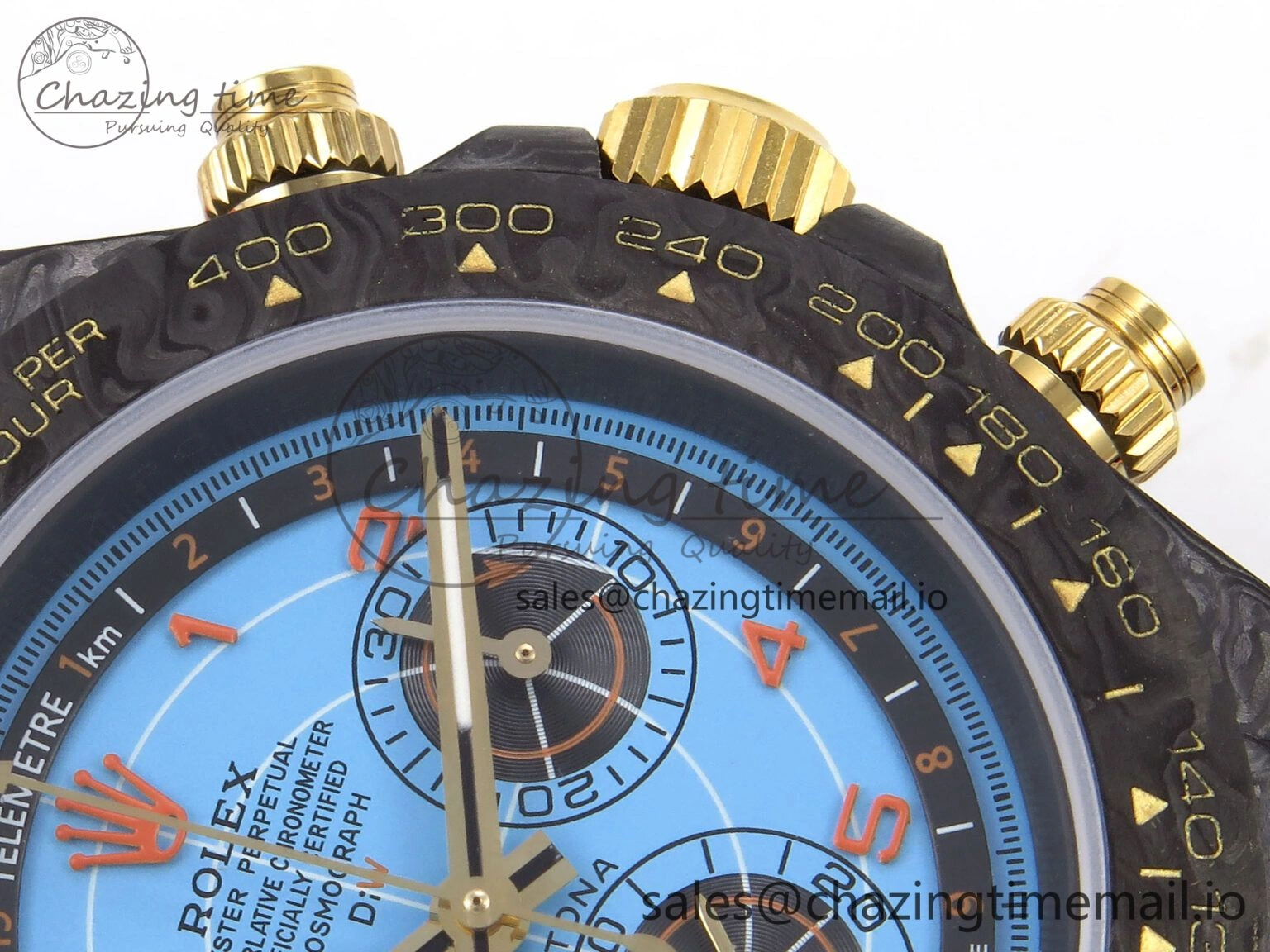 Daytona DIW “AVIA AZURE BLUE”” Carbon DIWF 1:1 Best Edition Blue Dial on Orange Nylon Strap SH4130