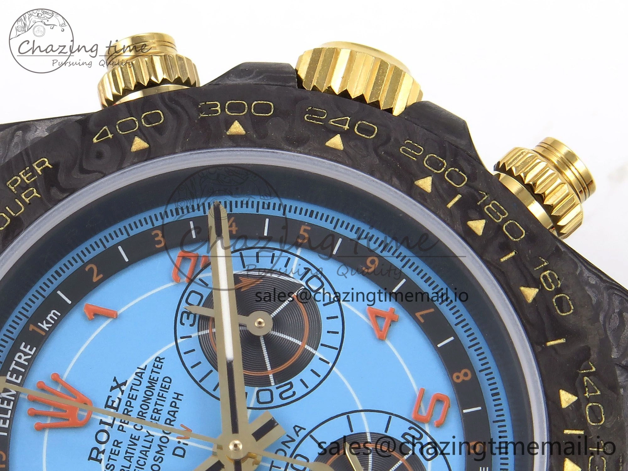Daytona DIW “AVIA AZURE BLUE”” Carbon DIWF 1:1 Best Edition Blue Dial on Orange Nylon Strap SH4130