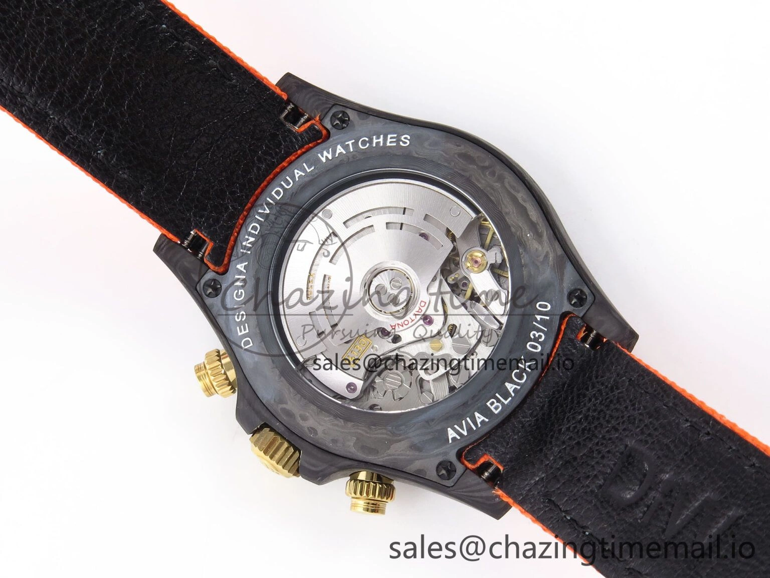Daytona DIW “AVIA AZURE BLUE”” Carbon DIWF 1:1 Best Edition Blue Dial on Orange Nylon Strap SH4130