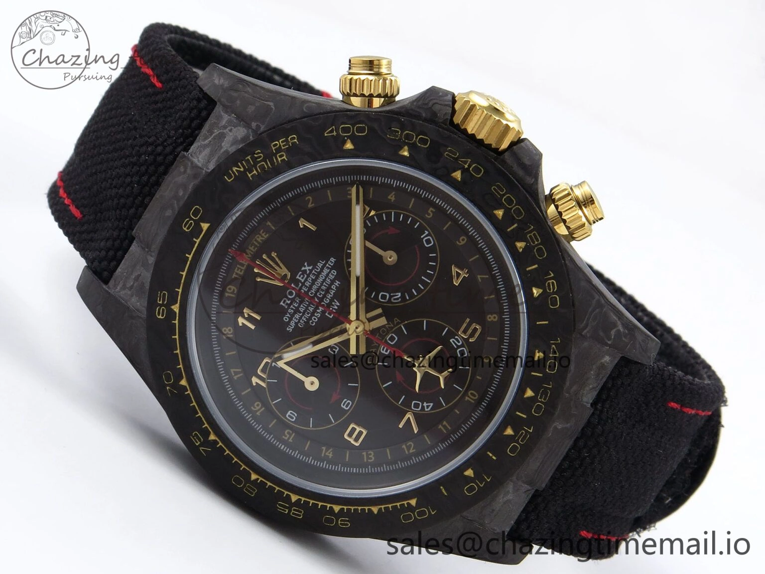 Daytona DIW “AVIA BLACK” Carbon DIWF 1:1 Best Edition Black Red Dial on Black Nylon Strap SH4130