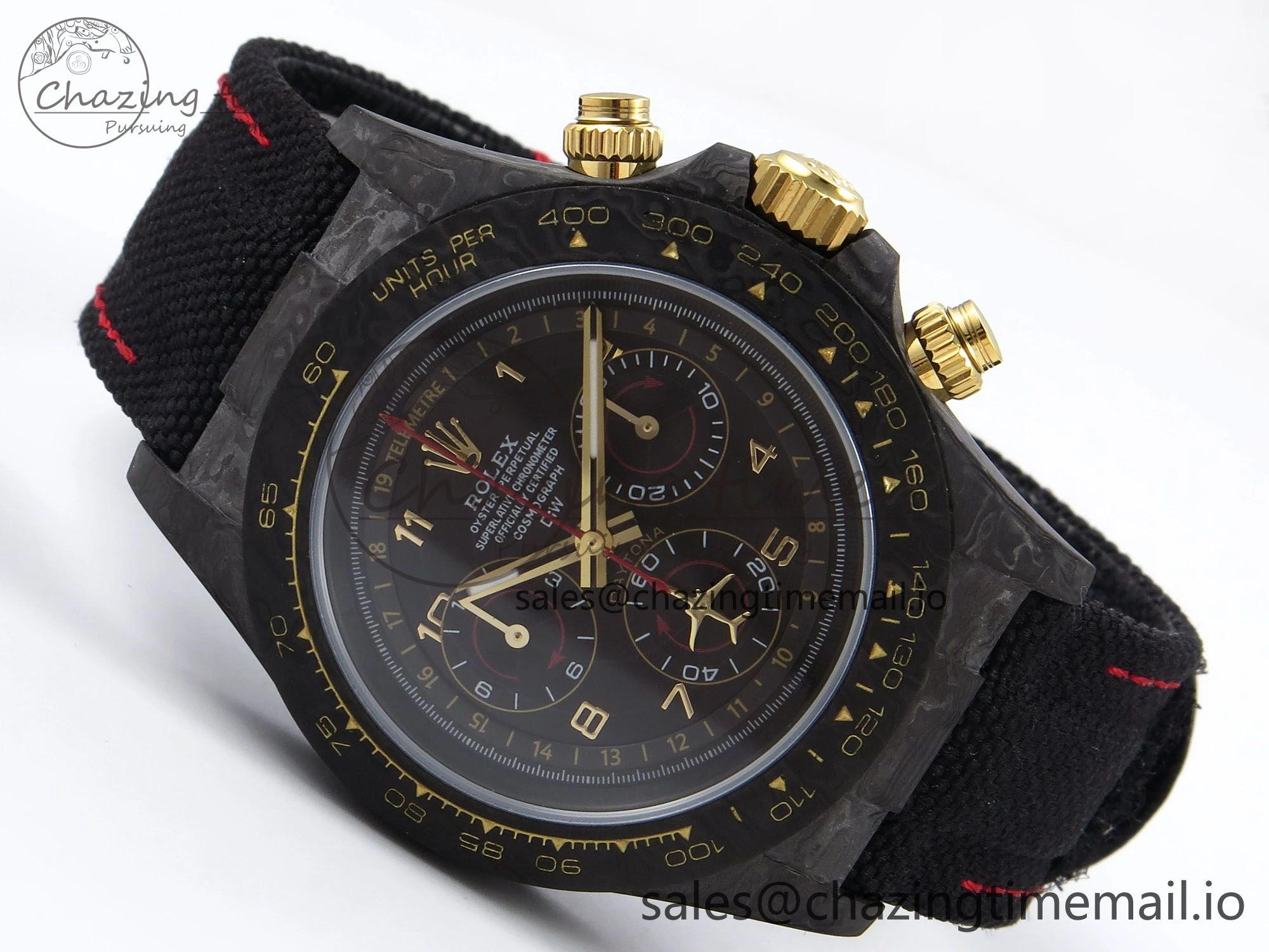 Daytona DIW “AVIA BLACK” Carbon DIWF 1:1 Best Edition Black Red Dial on Black Nylon Strap SH4130