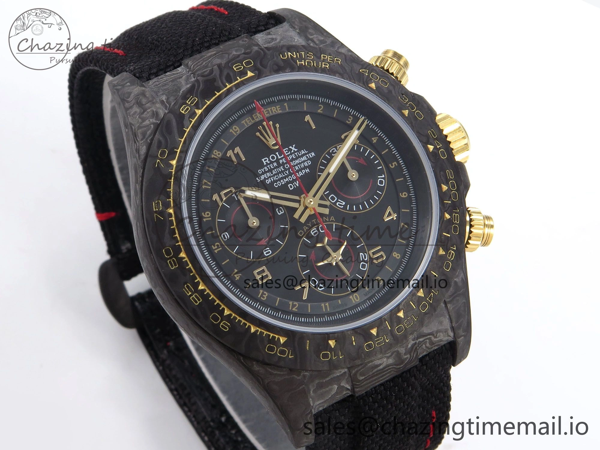 Daytona DIW “AVIA BLACK” Carbon DIWF 1:1 Best Edition Black Red Dial on Black Nylon Strap SH4130