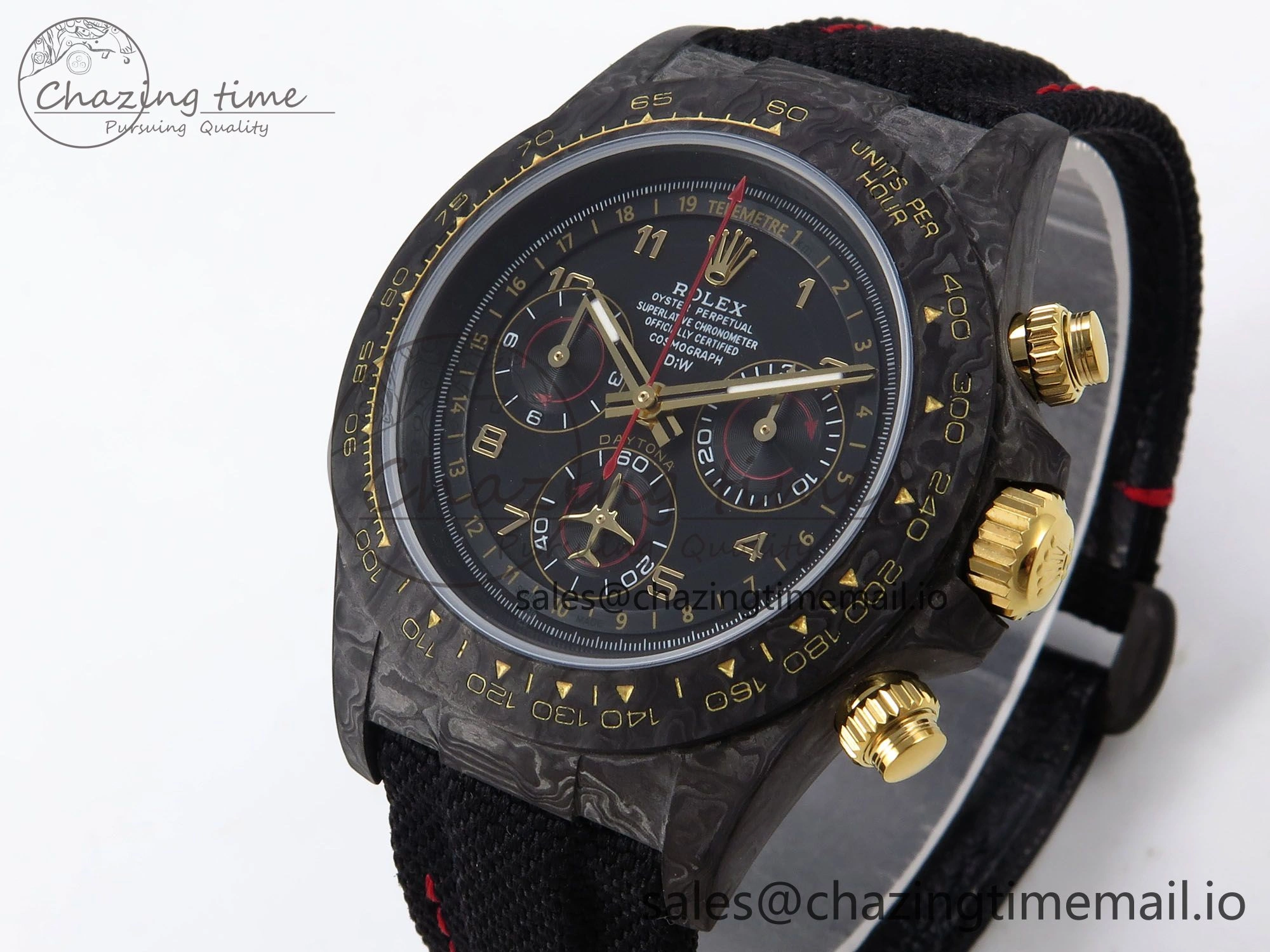 Daytona DIW “AVIA BLACK” Carbon DIWF 1:1 Best Edition Black Red Dial on Black Nylon Strap SH4130