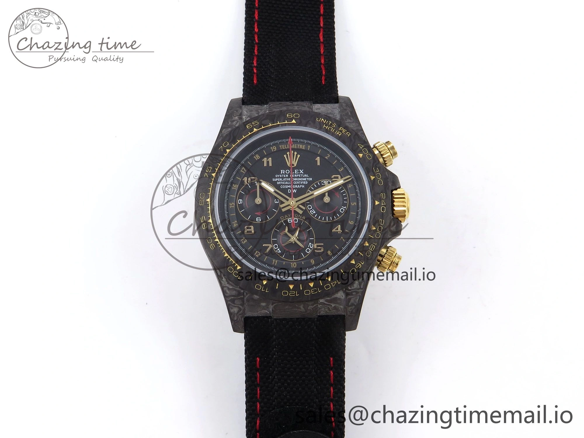 Daytona DIW “AVIA BLACK” Carbon DIWF 1:1 Best Edition Black Red Dial on Black Nylon Strap SH4130
