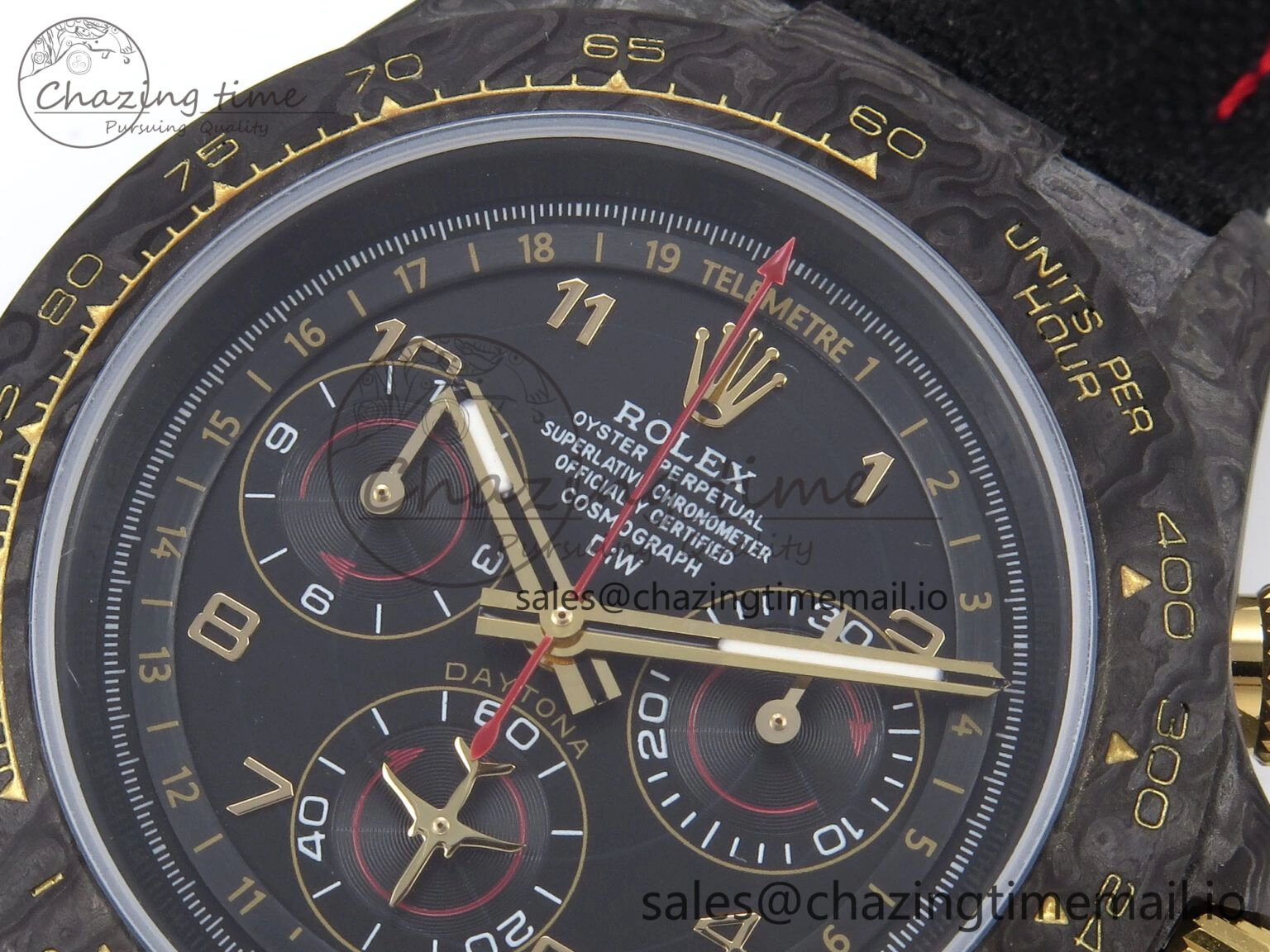 Daytona DIW “AVIA BLACK” Carbon DIWF 1:1 Best Edition Black Red Dial on Black Nylon Strap SH4130