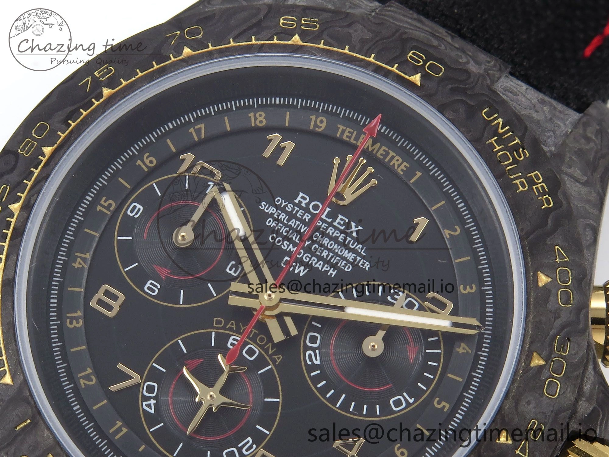Daytona DIW “AVIA BLACK” Carbon DIWF 1:1 Best Edition Black Red Dial on Black Nylon Strap SH4130