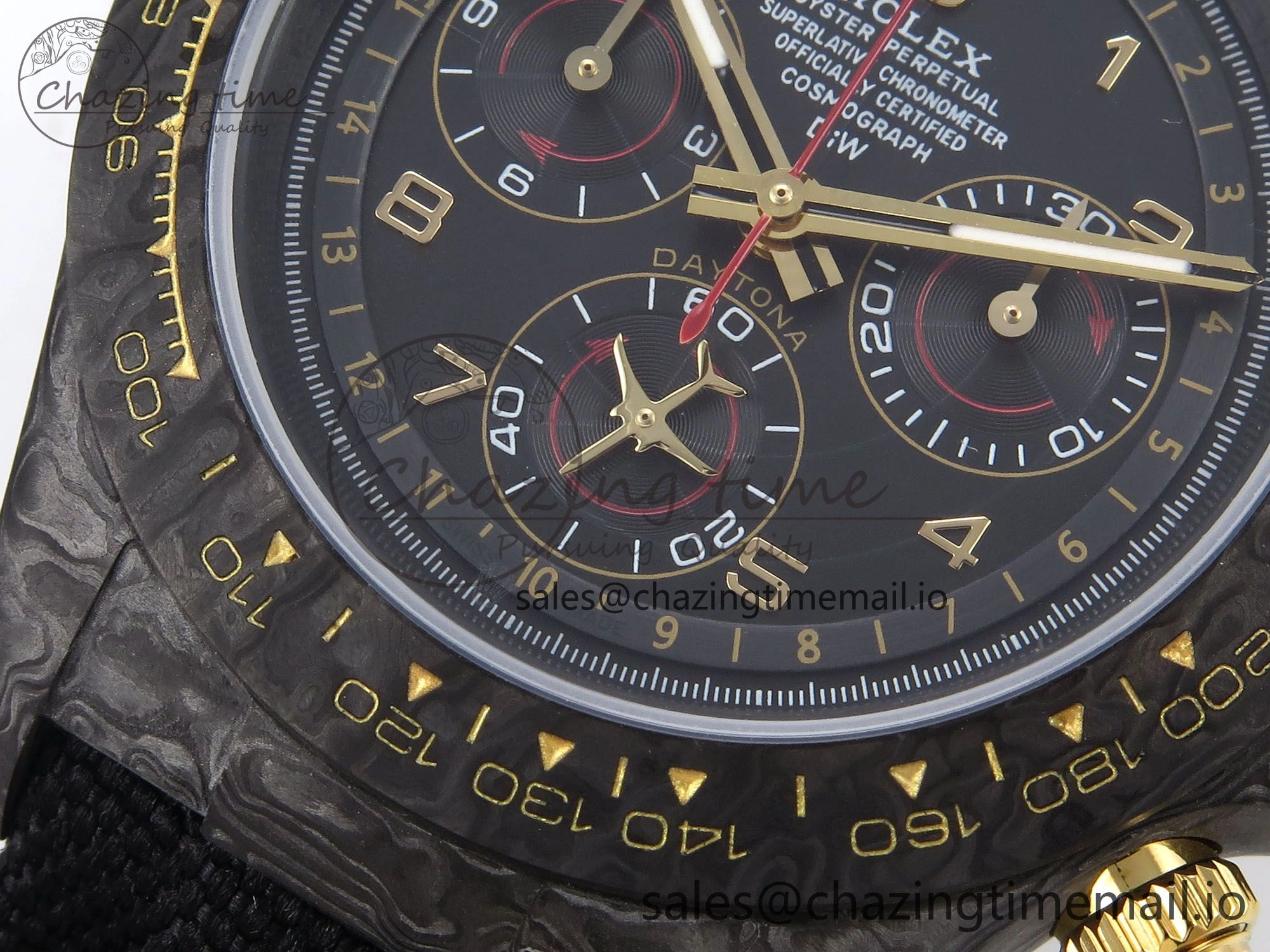 Daytona DIW “AVIA BLACK” Carbon DIWF 1:1 Best Edition Black Red Dial on Black Nylon Strap SH4130