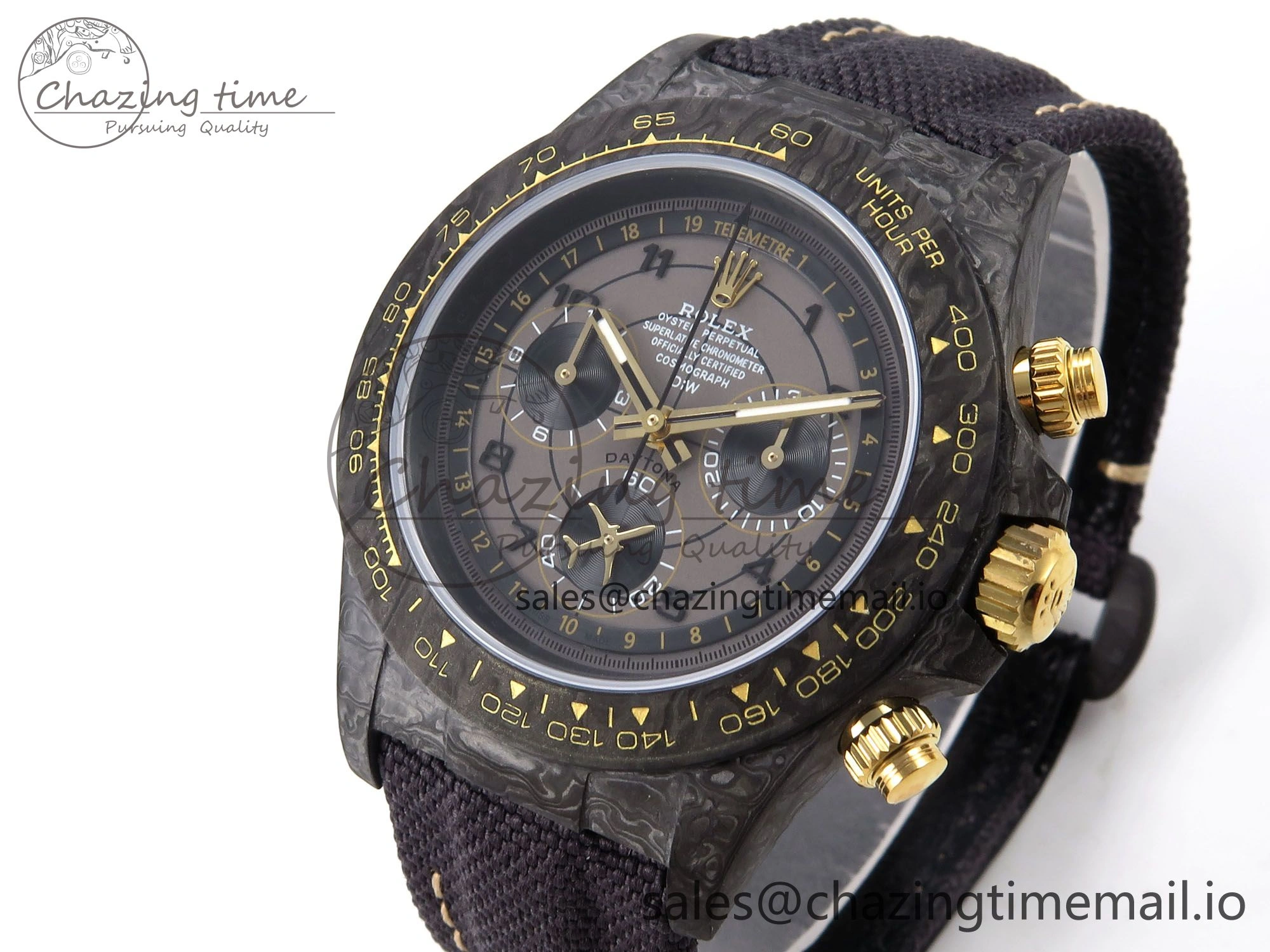 Daytona DIW “AVIA GREY” Carbon DIWF 1:1 Best Edition Gray Yellow Dial on Black Nylon Strap SH4130