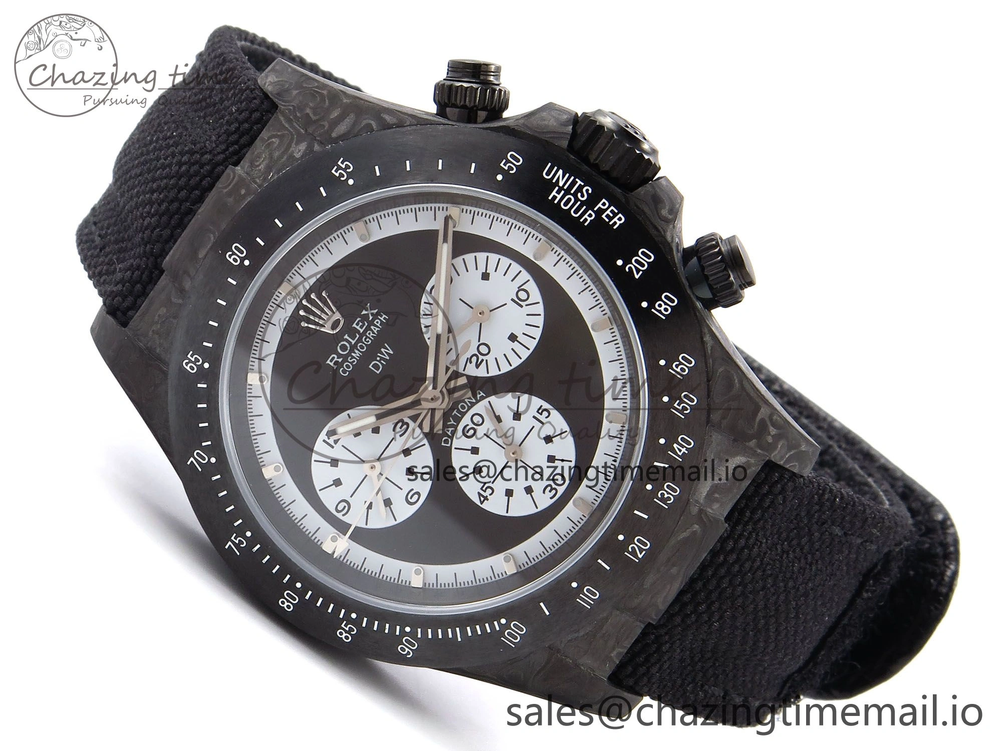 Daytona DIW Black Carbon DIWF 1:1 Best Edition Black White Dial on Black Nylon Strap SH4130