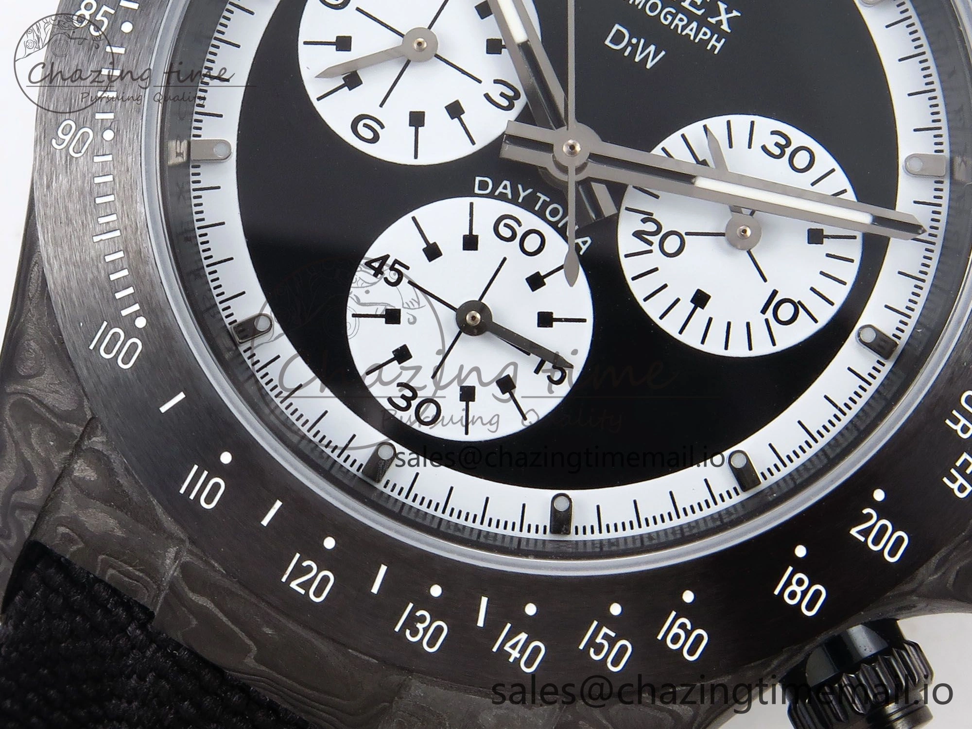 Daytona DIW Black Carbon DIWF 1:1 Best Edition Black White Dial on Black Nylon Strap SH4130