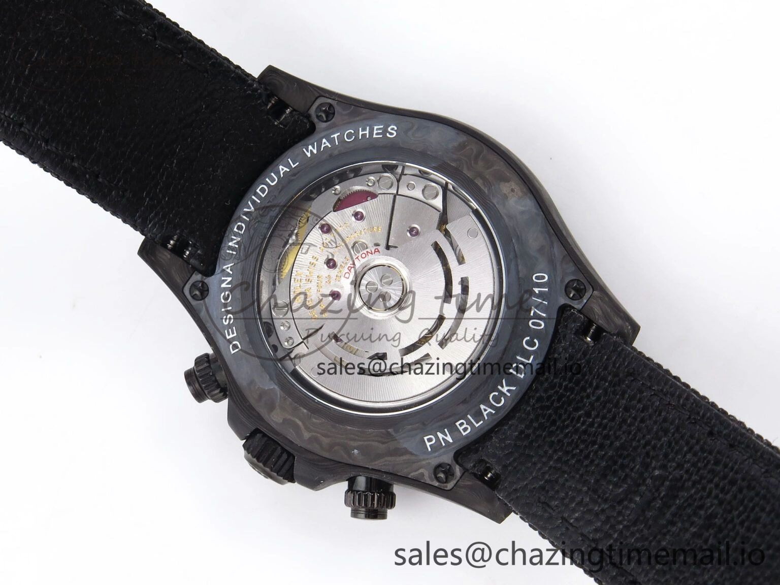 Daytona DIW Black Carbon DIWF 1:1 Best Edition Black White Dial on Black Nylon Strap SH4130