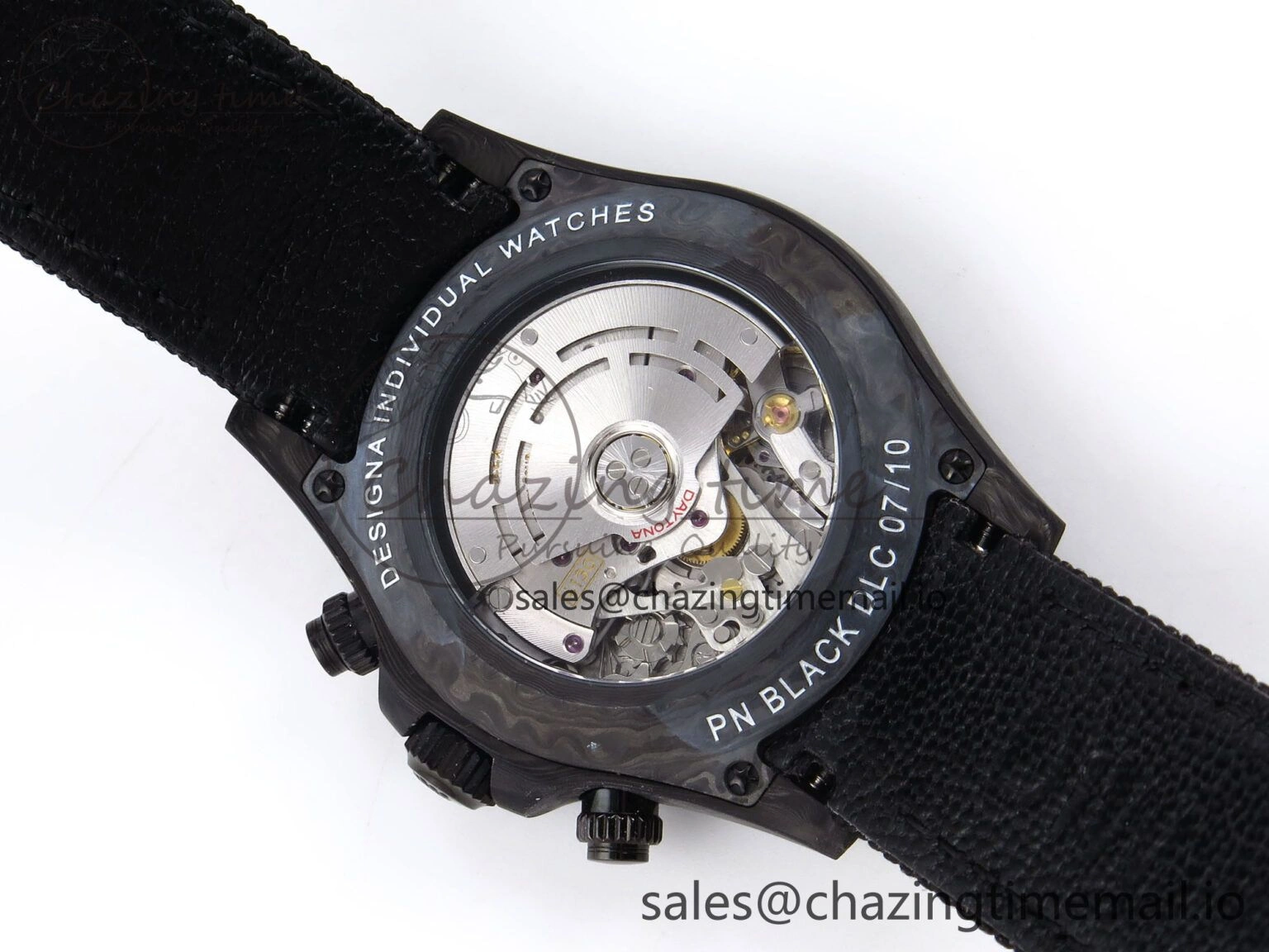 Daytona DIW Black Carbon DIWF 1:1 Best Edition Black White Dial on Black Nylon Strap SH4130