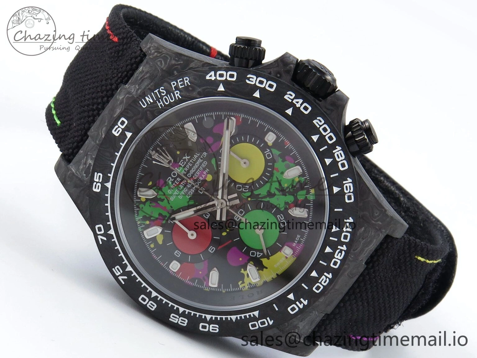 Daytona DIW Black Carbon DIWF Best Edition Colorful Dial on Black Nylon Strap DD4801