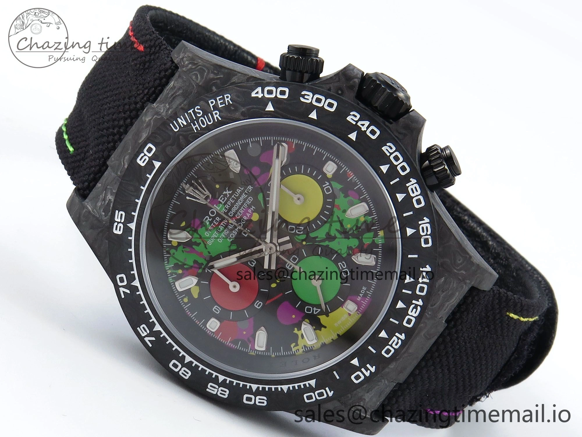 Daytona DIW Black Carbon DIWF Best Edition Colorful Dial on Black Nylon Strap DD4801