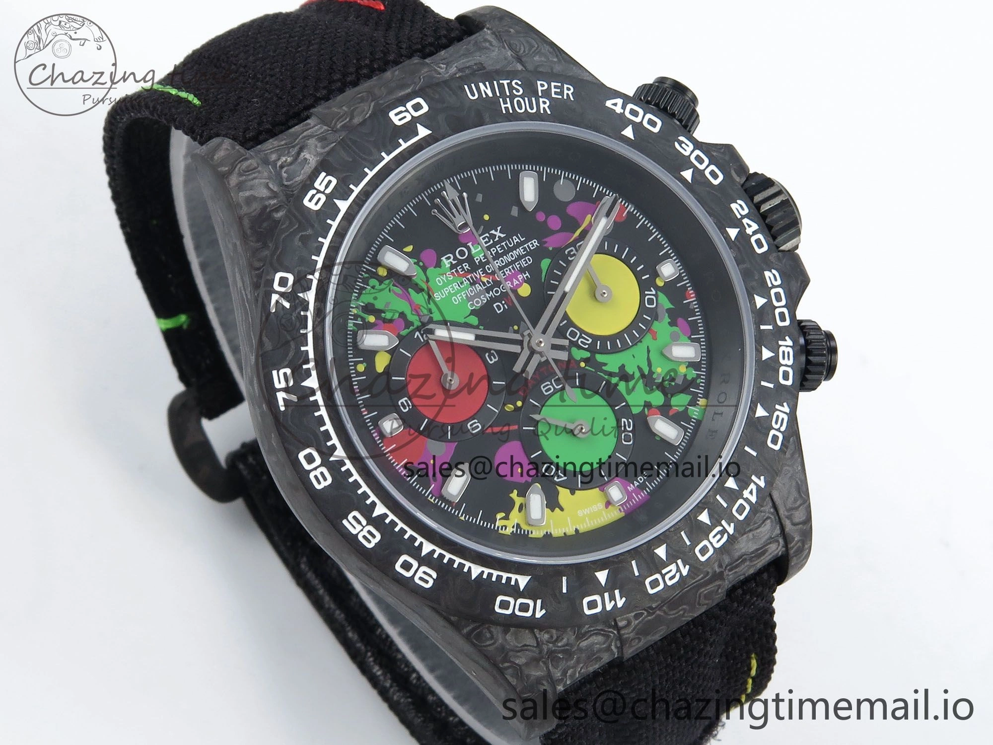 Daytona DIW Black Carbon DIWF Best Edition Colorful Dial on Black Nylon Strap DD4801