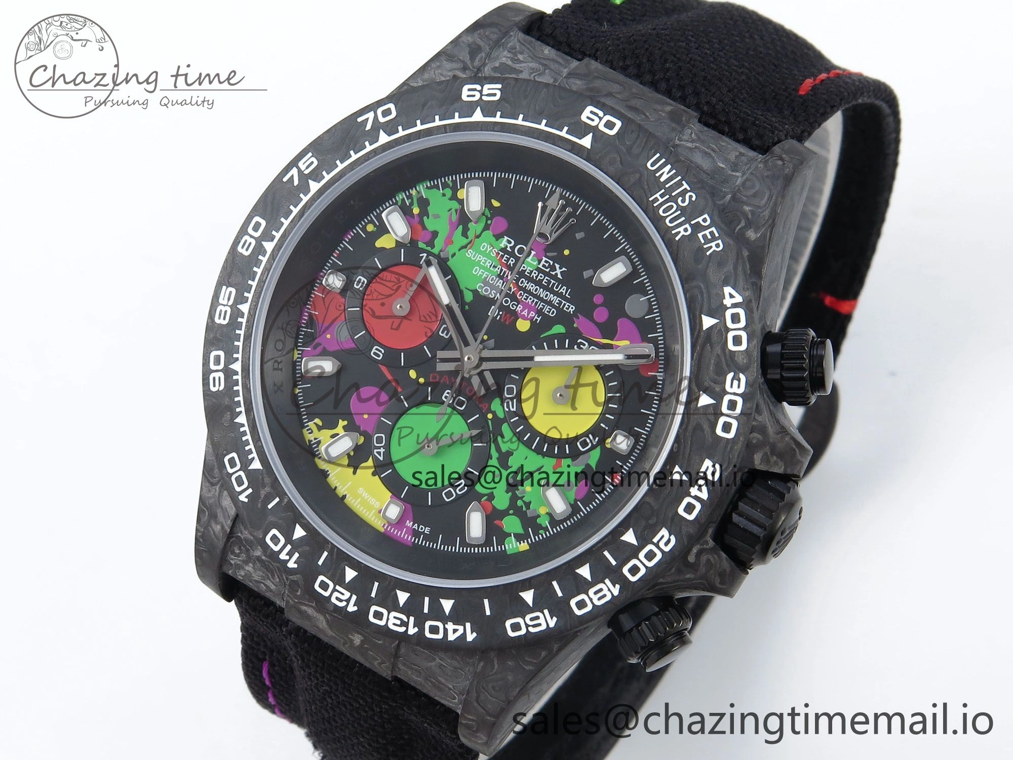 Daytona DIW Black Carbon DIWF Best Edition Colorful Dial on Black Nylon Strap DD4801