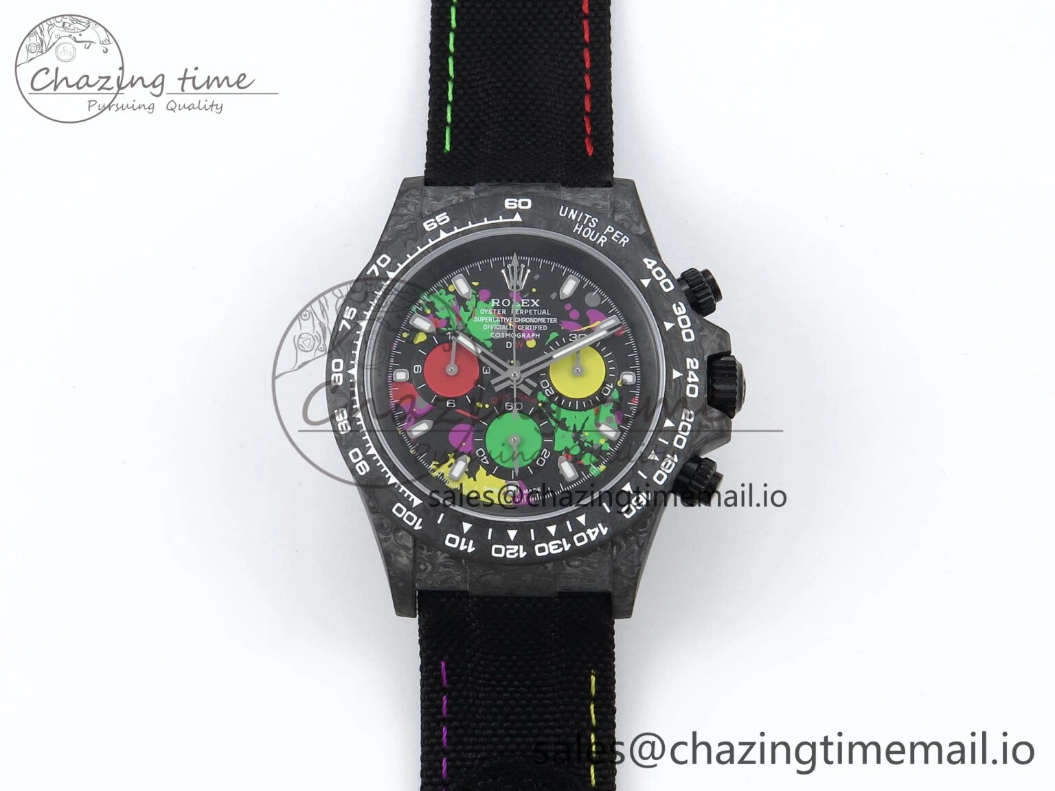 Daytona DIW Black Carbon DIWF Best Edition Colorful Dial on Black Nylon Strap DD4801