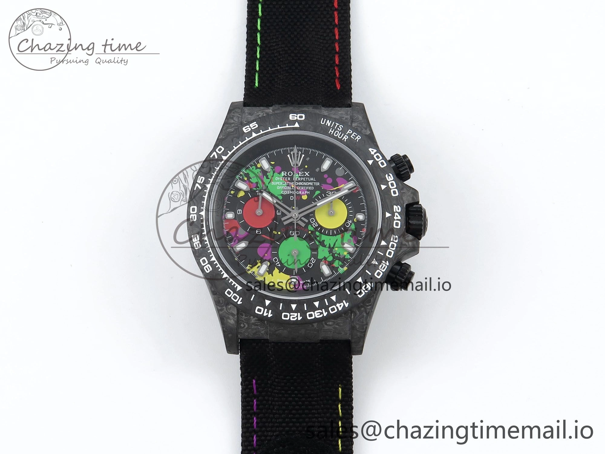 Daytona DIW Black Carbon DIWF Best Edition Colorful Dial on Black Nylon Strap DD4801