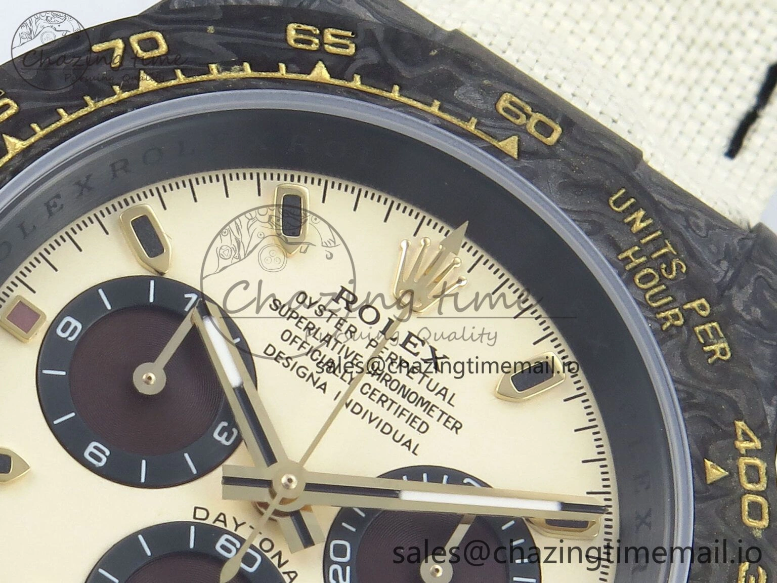Daytona DIW Black Carbon DIWF Best Edition Cream Dial on Cream Nylon Strap DD4801