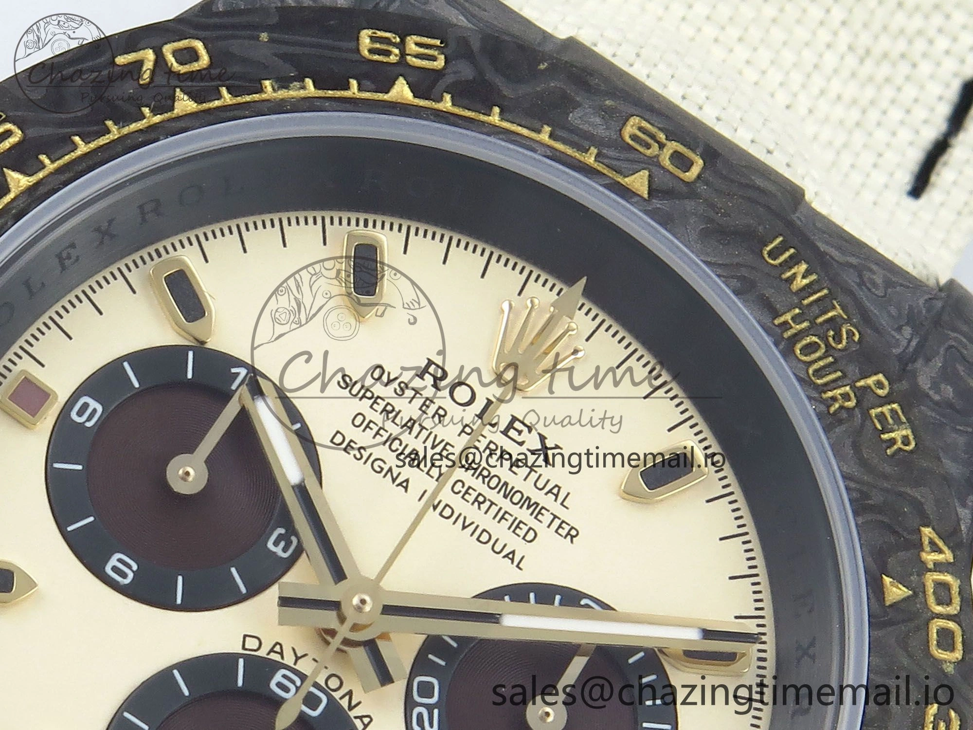 Daytona DIW Black Carbon DIWF Best Edition Cream Dial on Cream Nylon Strap DD4801