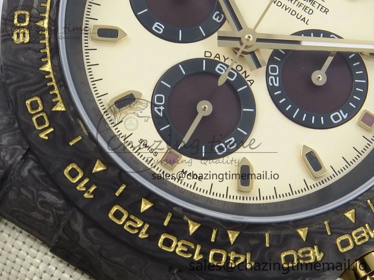 Daytona DIW Black Carbon DIWF Best Edition Cream Dial on Cream Nylon Strap DD4801