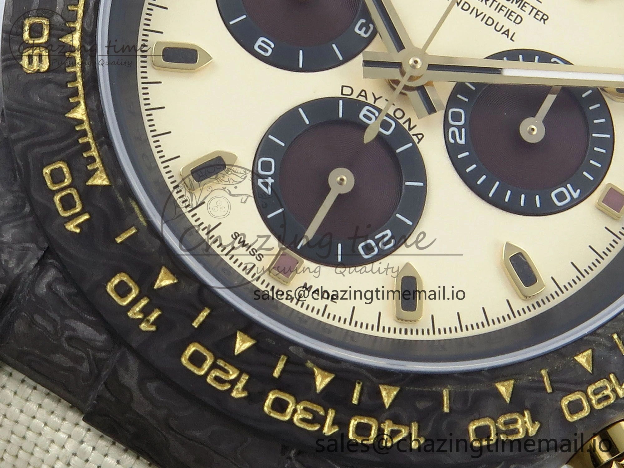 Daytona DIW Black Carbon DIWF Best Edition Cream Dial on Cream Nylon Strap DD4801